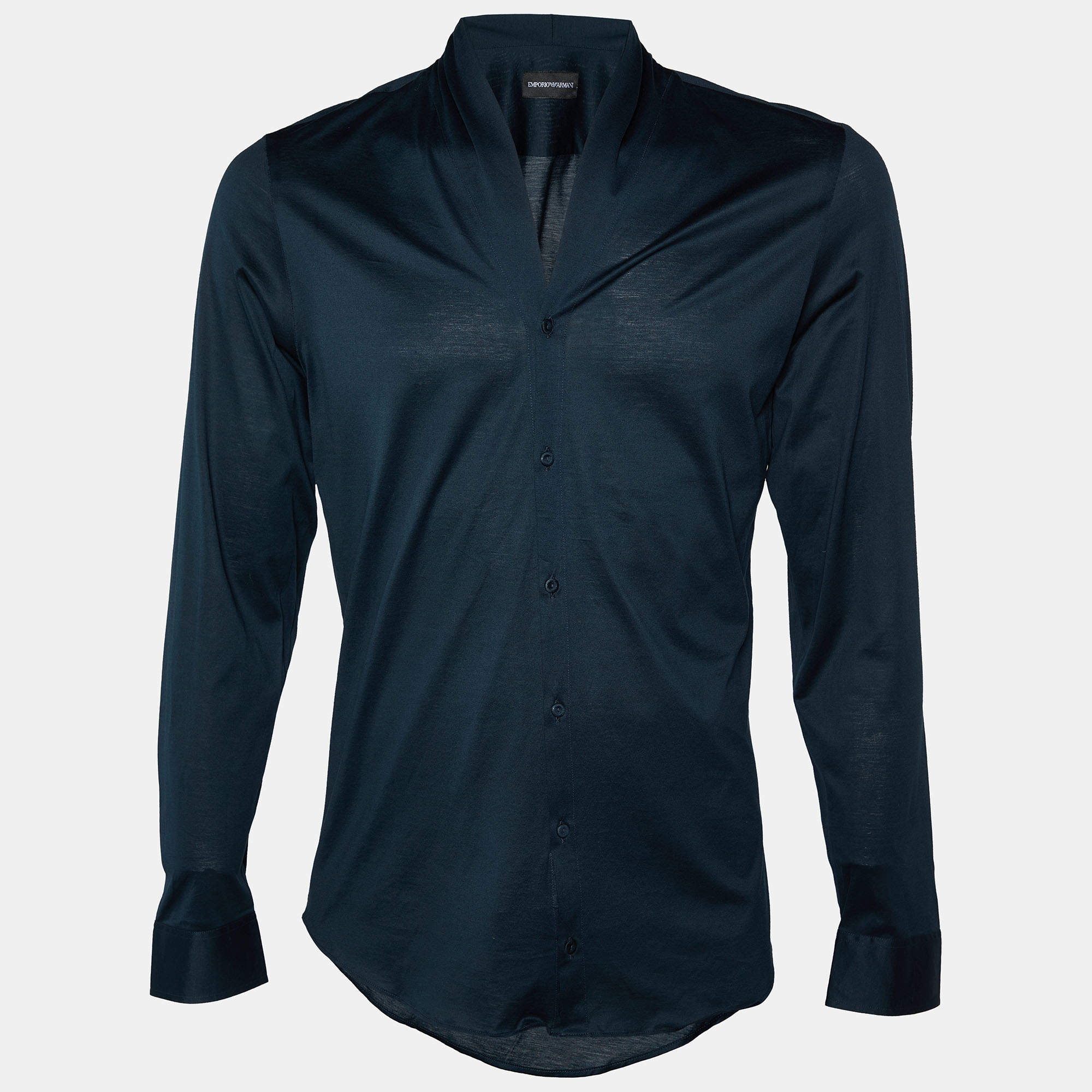 Pre Owned Emporio Armani Dark Green Cotton Button Front Shirt L