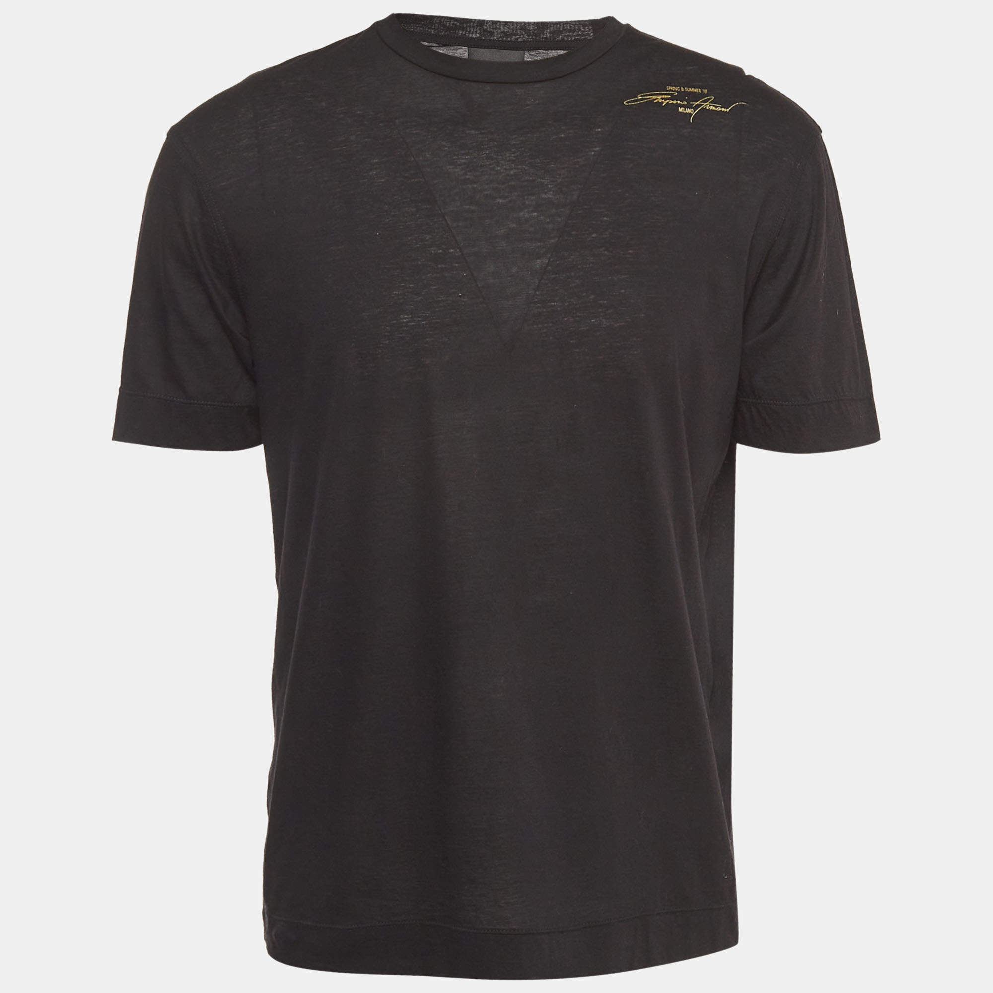 Pre Owned Emporio Armani Black Cotton T-Shirt L