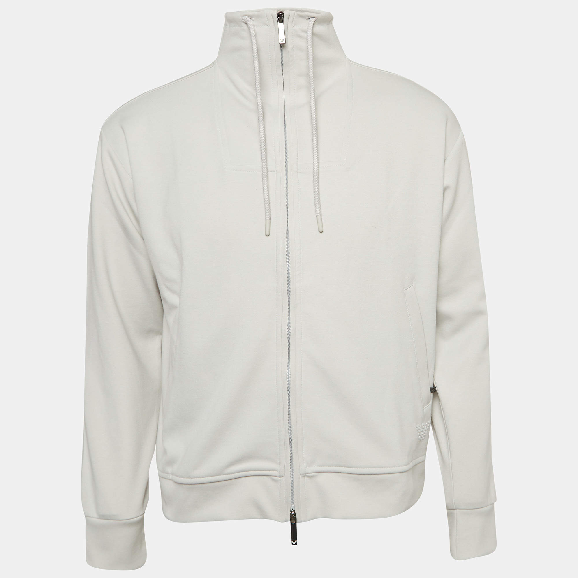 Emporio Armani Grey Knit Zip Front Jacket M