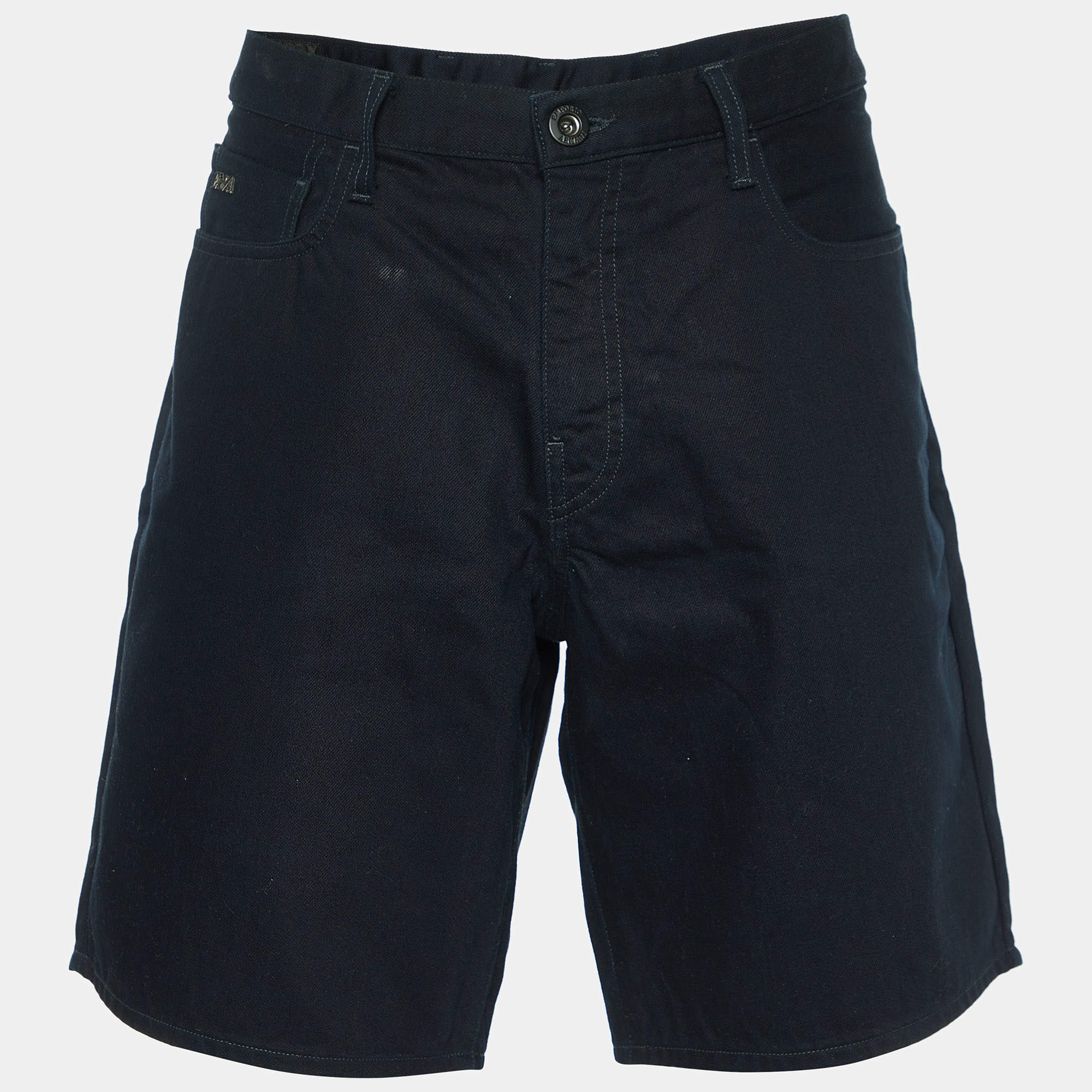 Emporio Armani Black Cotton Denim Shorts XL/Waist 38"