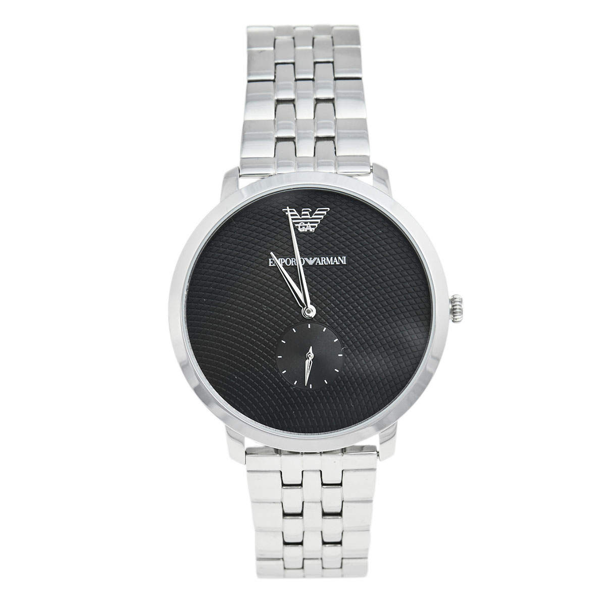 Pre Owned Emporio Armani Black Stainless Steel Modern Slim AR11161 Men's Wristwatch 42 mm
