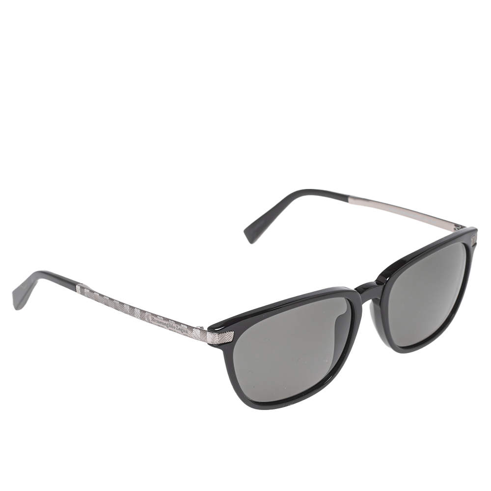 Ermenegildo Zegna Black/Silver EZ0039 Wayfarer Polarized Sunglasses