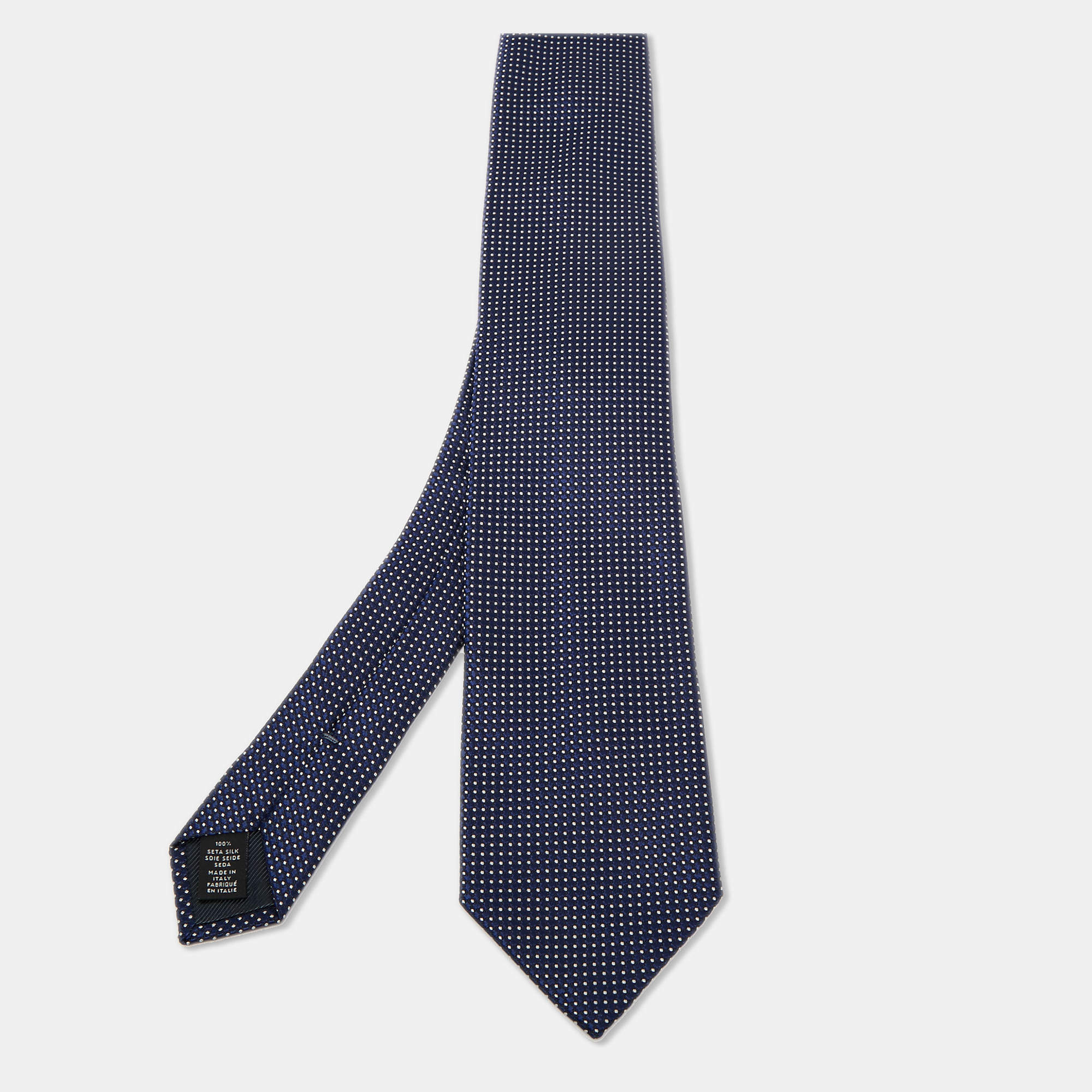 Pre Owned Ermenegildo Zegna Blue Patterned Silk Jacquard Tie