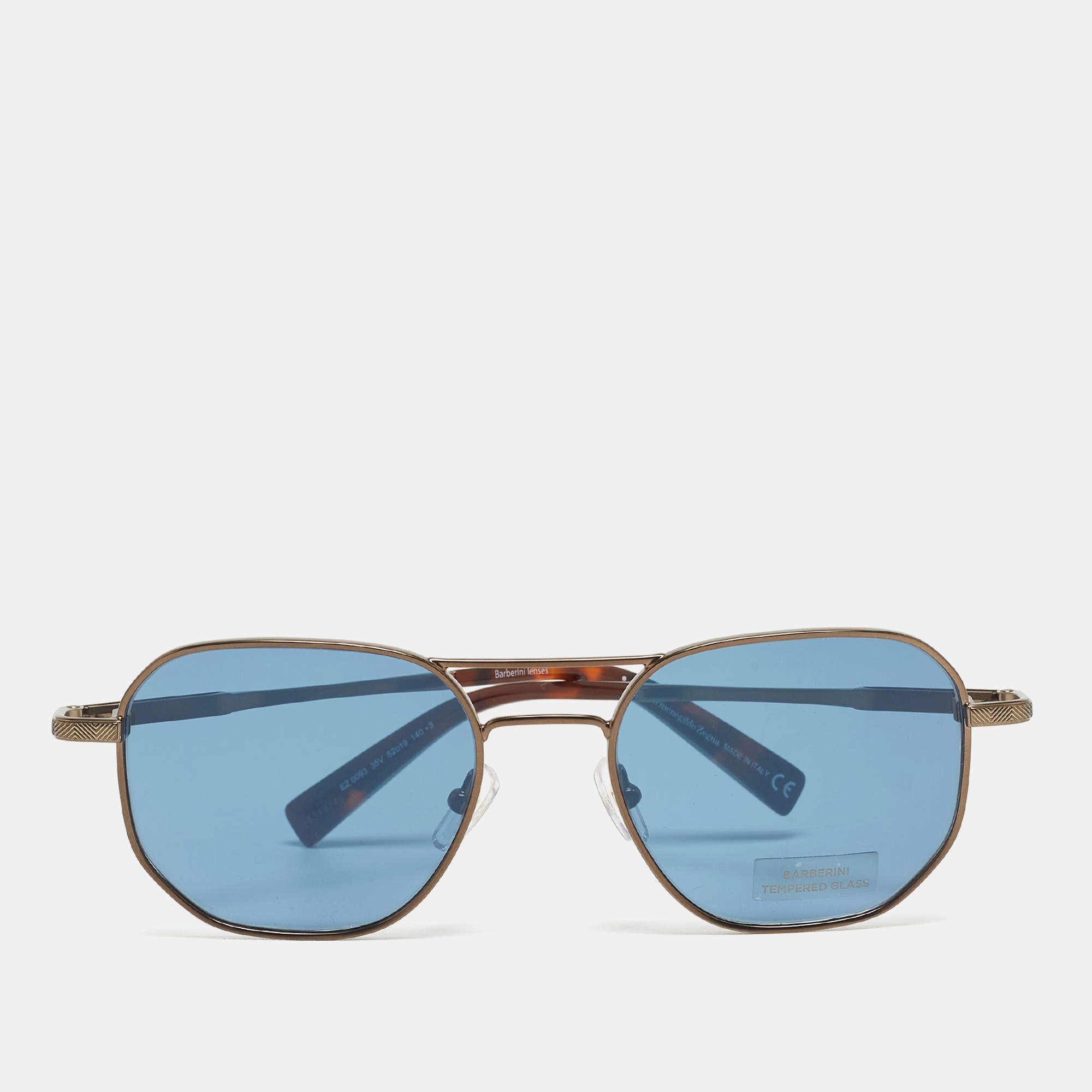 Pre Owned Ermenegildo Zegna Blue EZ0093 Aviator Sunglasses