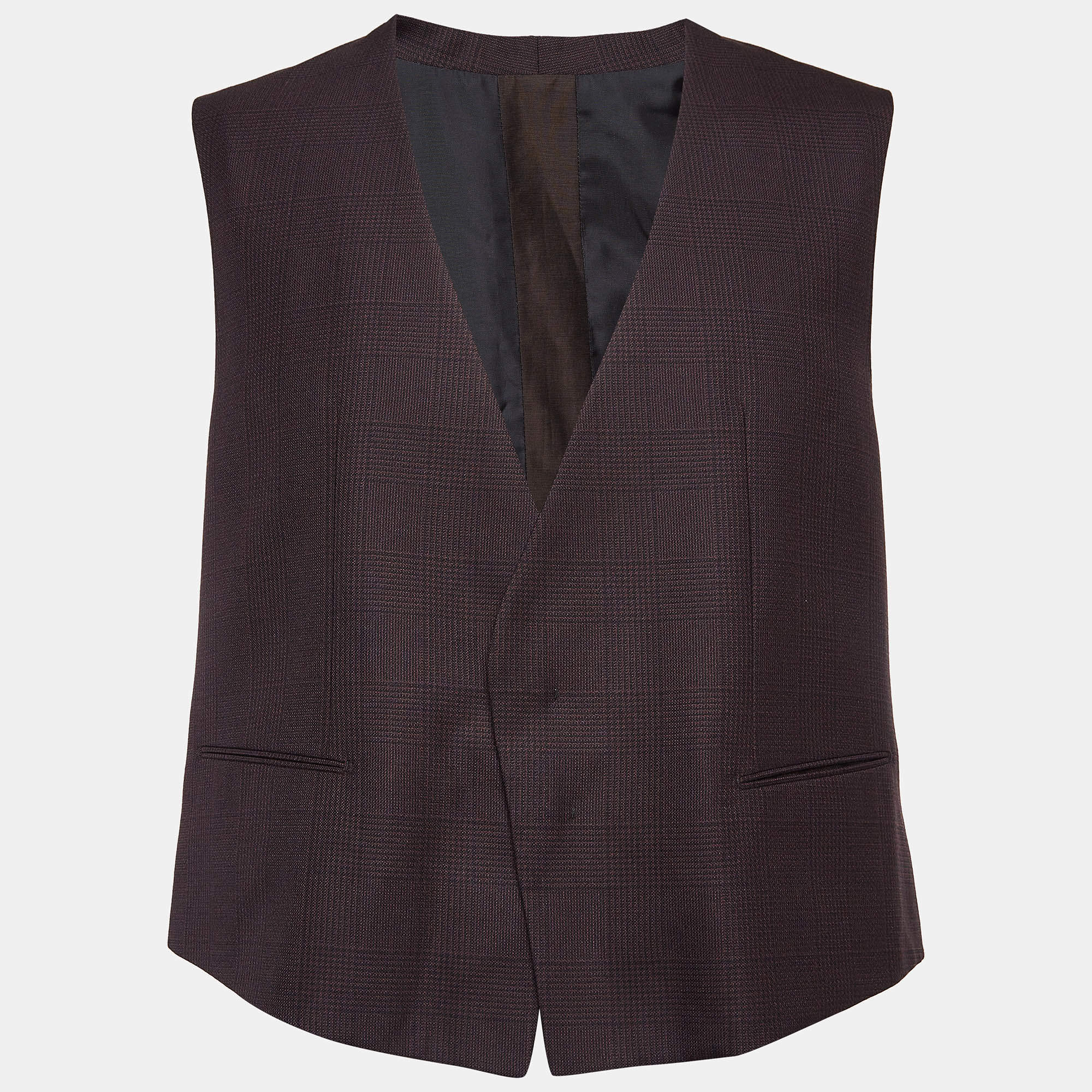 Pre Owned Ermenegildo Zegna Burgundy Plaid City Vest L