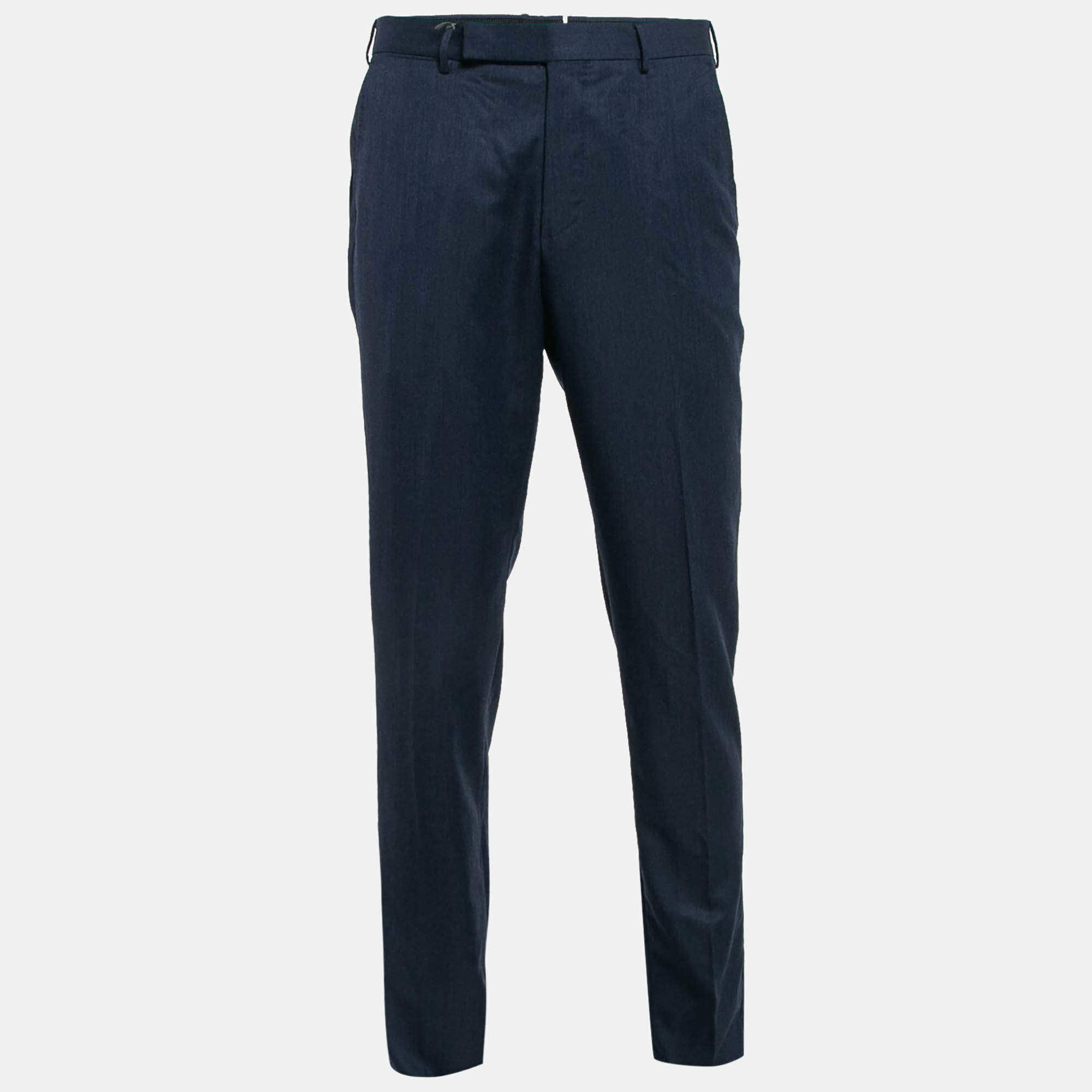 Ermenegildo Zegna Blue Wool Slim Fit Trousers L