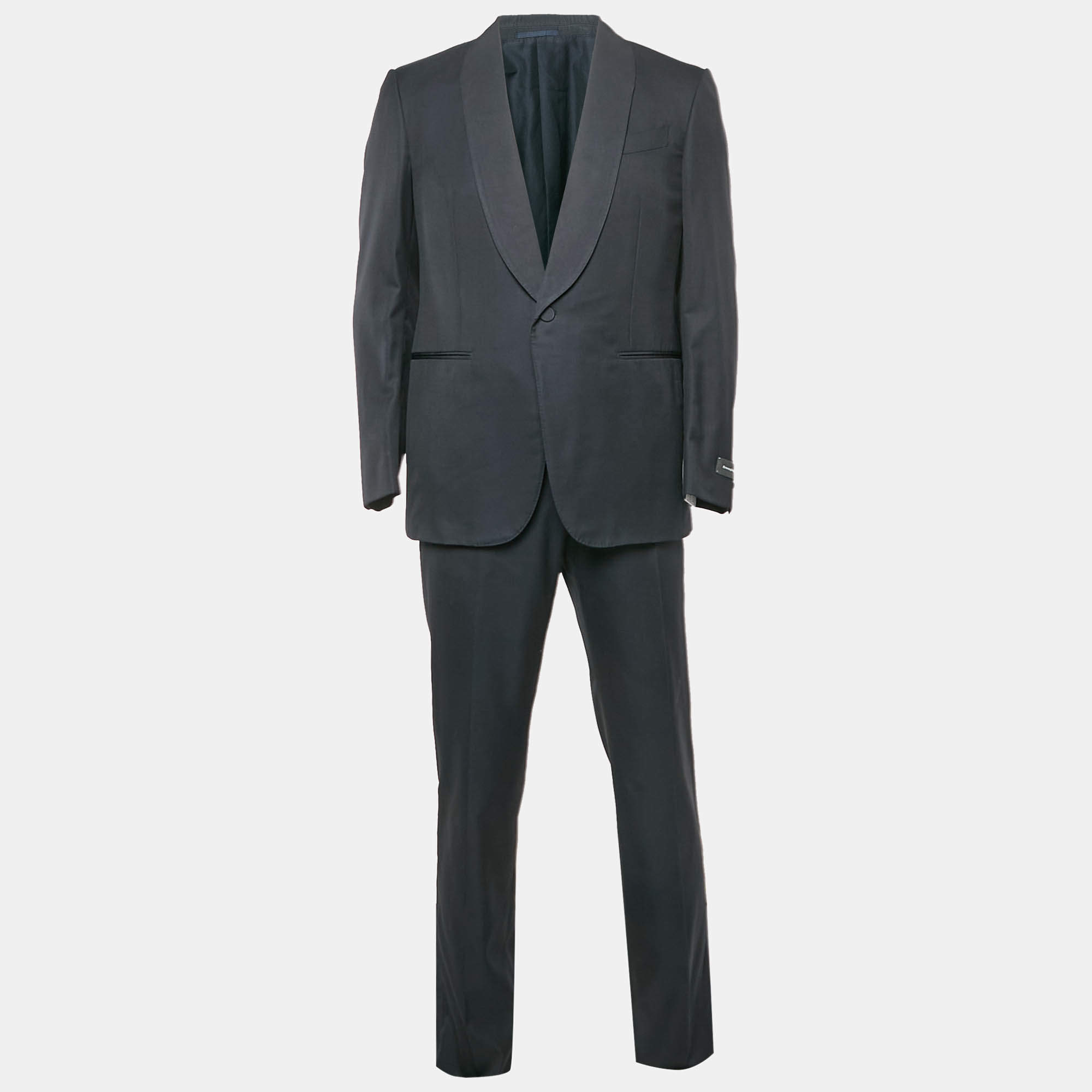 Pre Owned Ermenegildo Zegna Navy Blue Wool Blend Regular Fit Suit XL