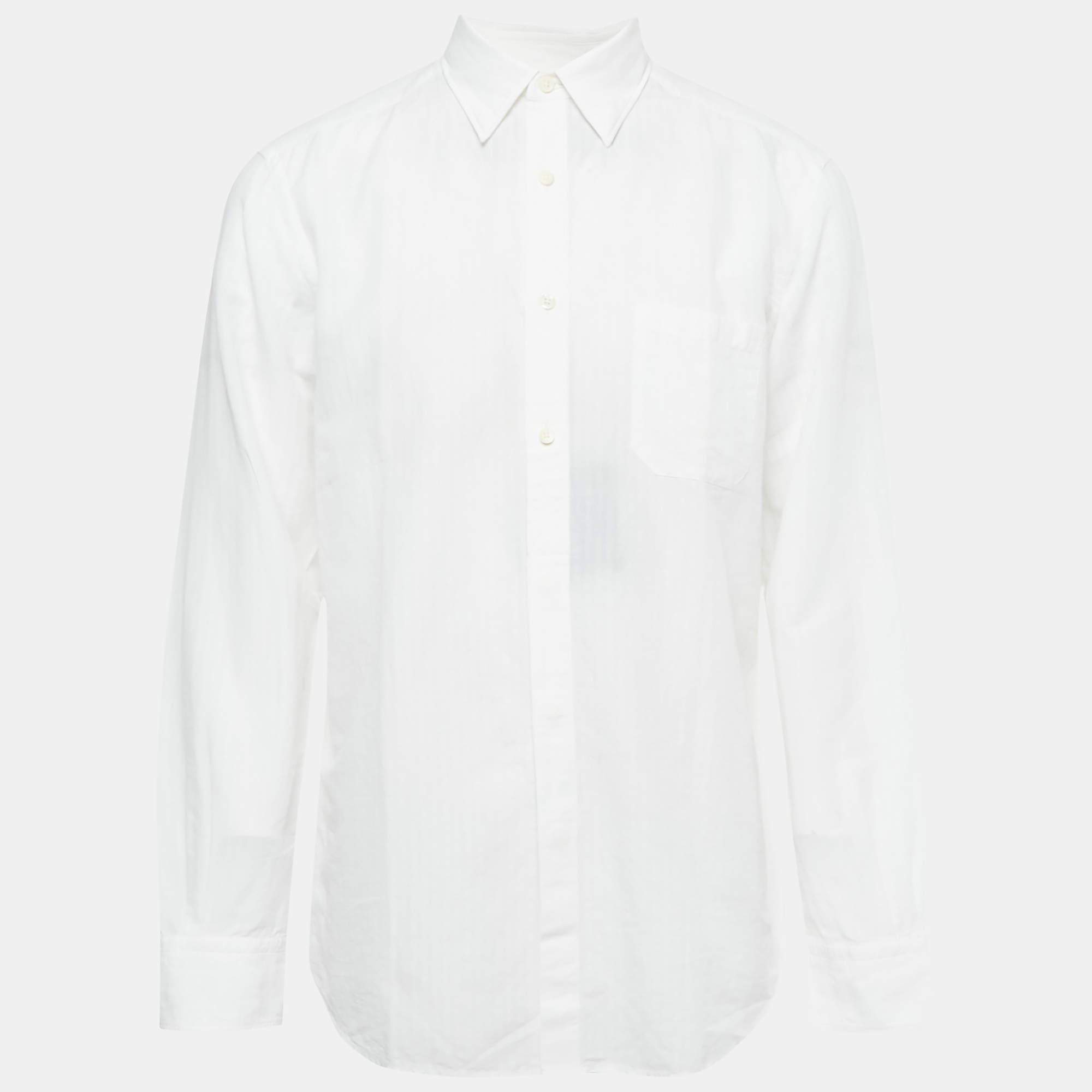 Pre Owned Ermenegildo Zegna White Cotton Blend Long Sleeve Shirt L