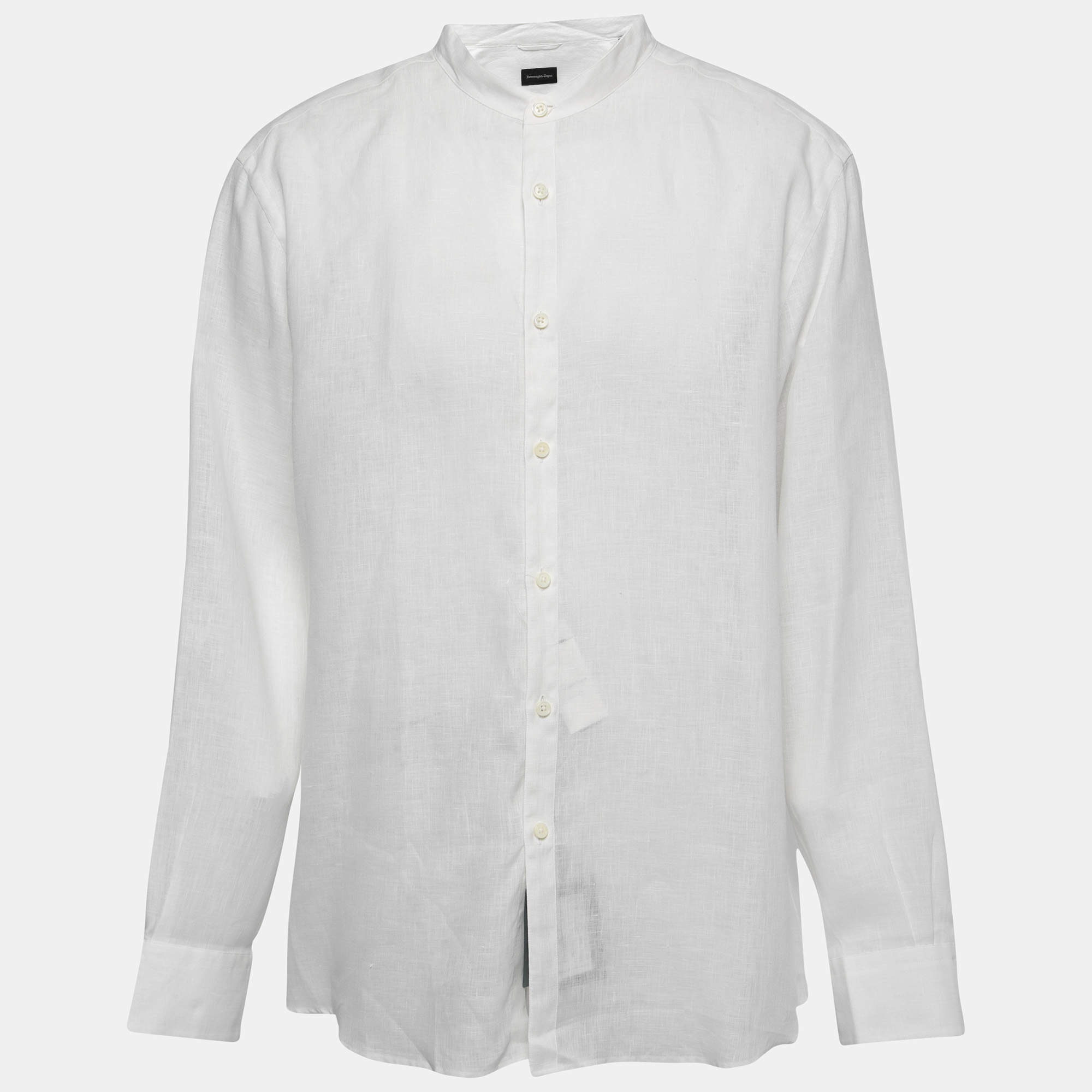 Pre Owned Ermenegildo Zegna White Linen Button Front Shirt XXXL