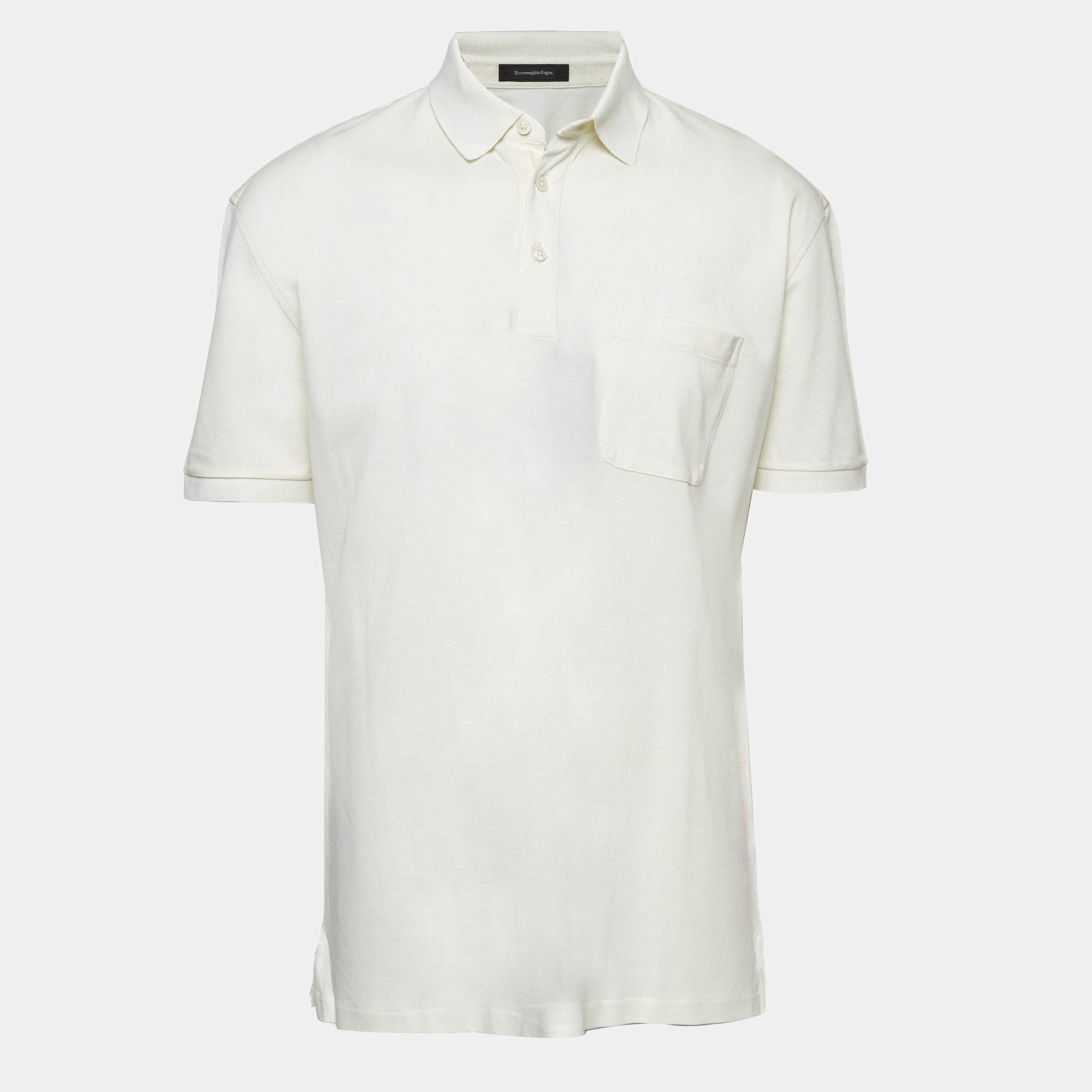 Pre Owned Ermenegildo Zegna Off White Cotton Pique Polo T-Shirt 3XL