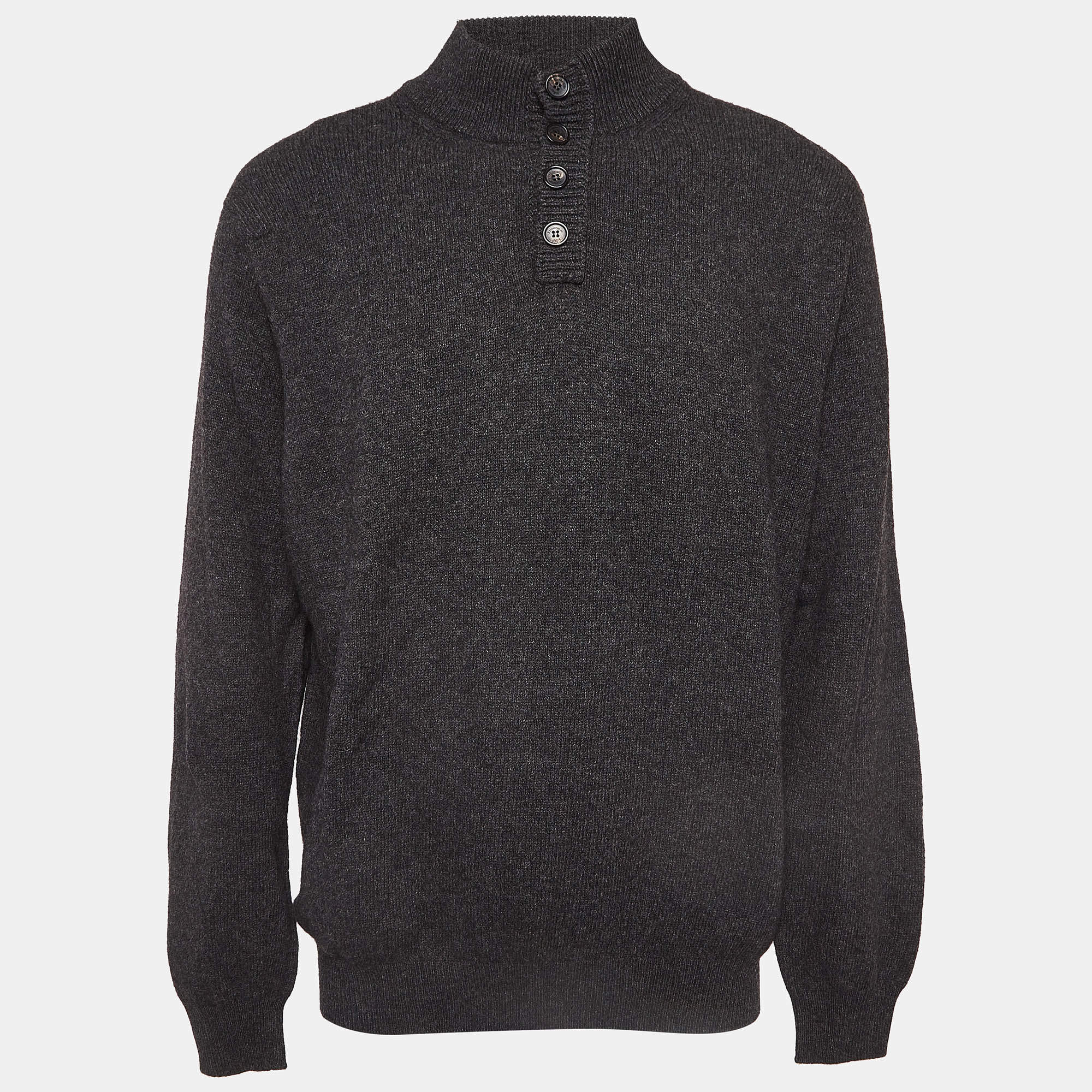 Ermenegildo Zegna Grey Yak Wool Knit Sweater 4XL