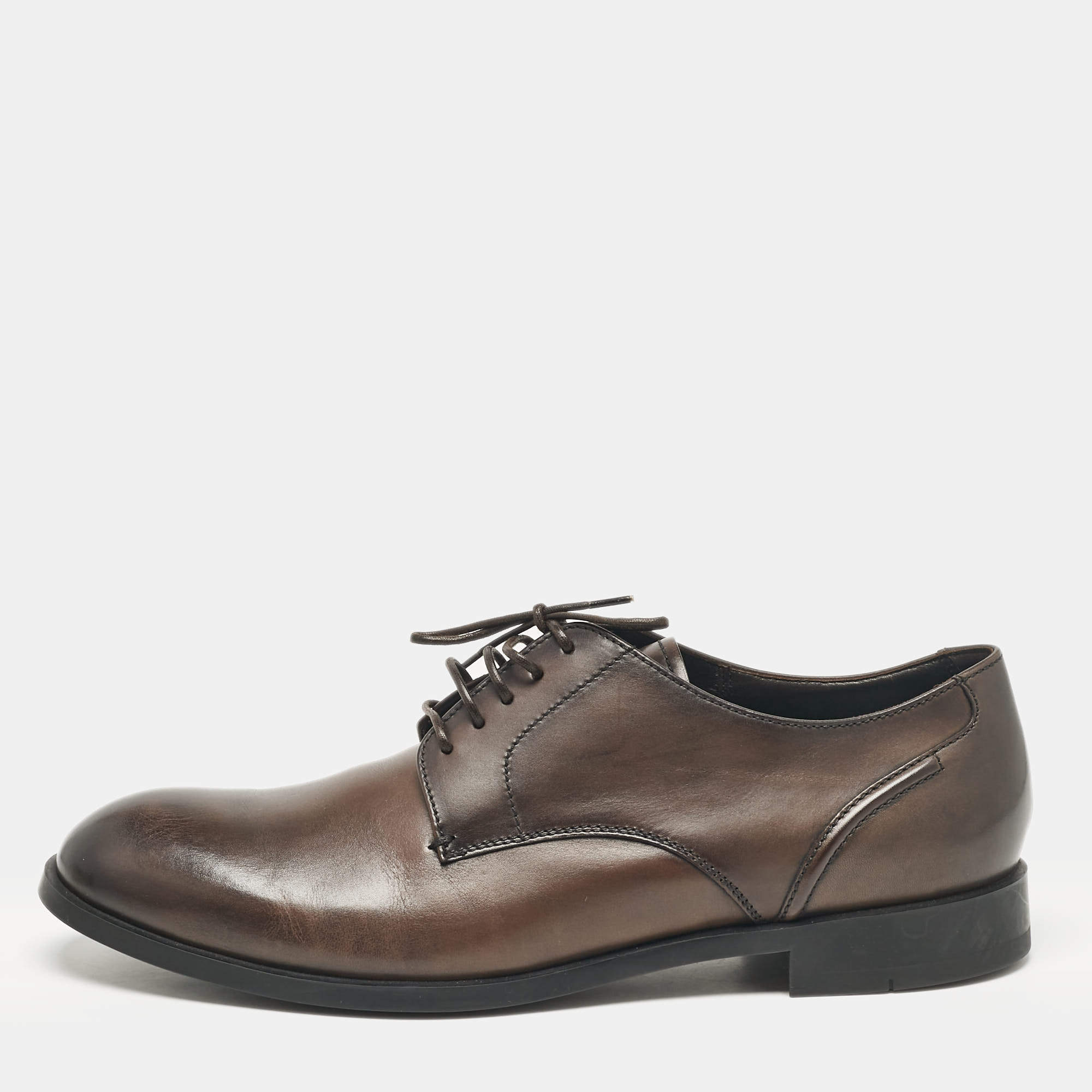 Ermenegildo Zegna Brown Leather Lace Up Derby Size 45.5
