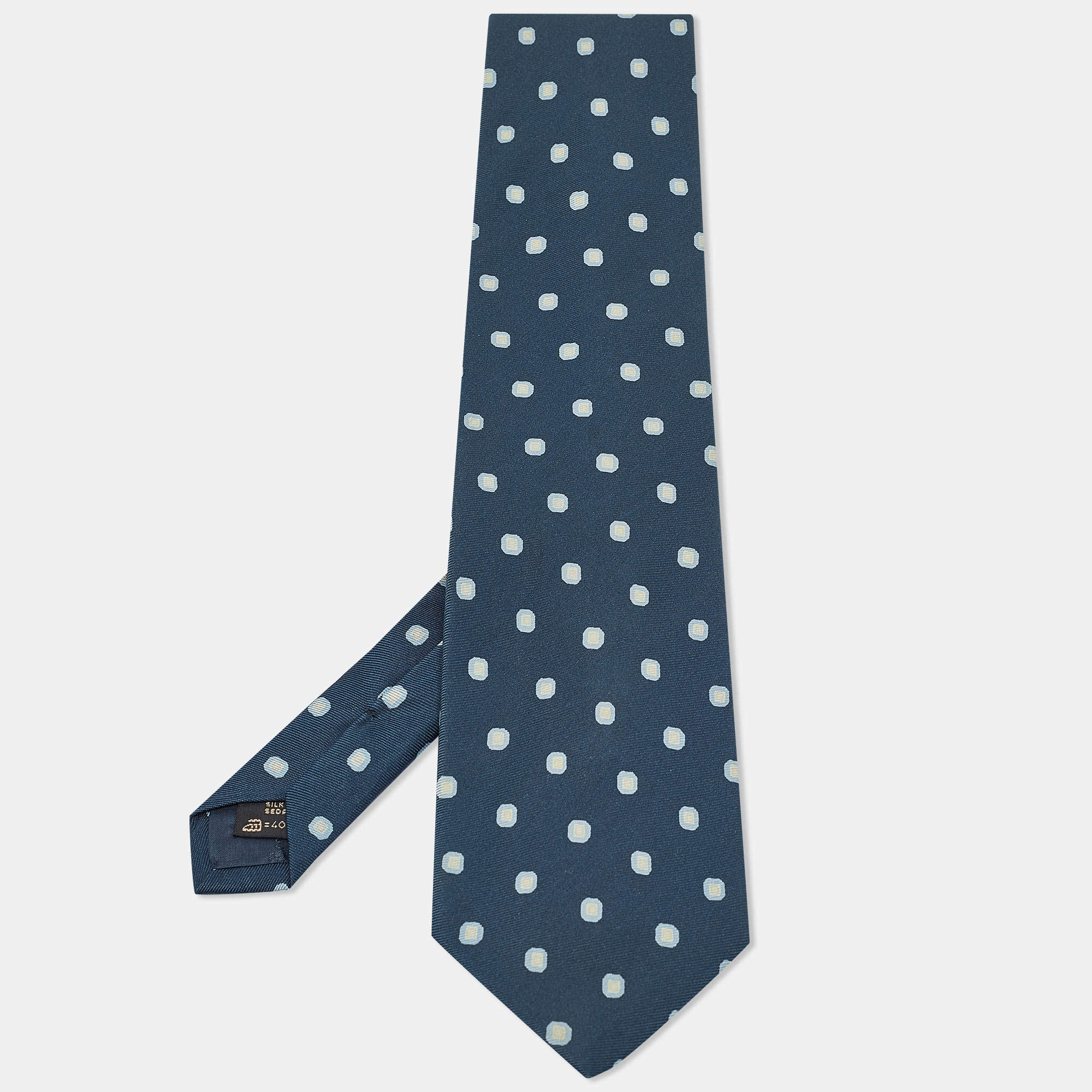 Pre Owned Ermenegildo Zegna Vintage Blue Printed Silk Tie