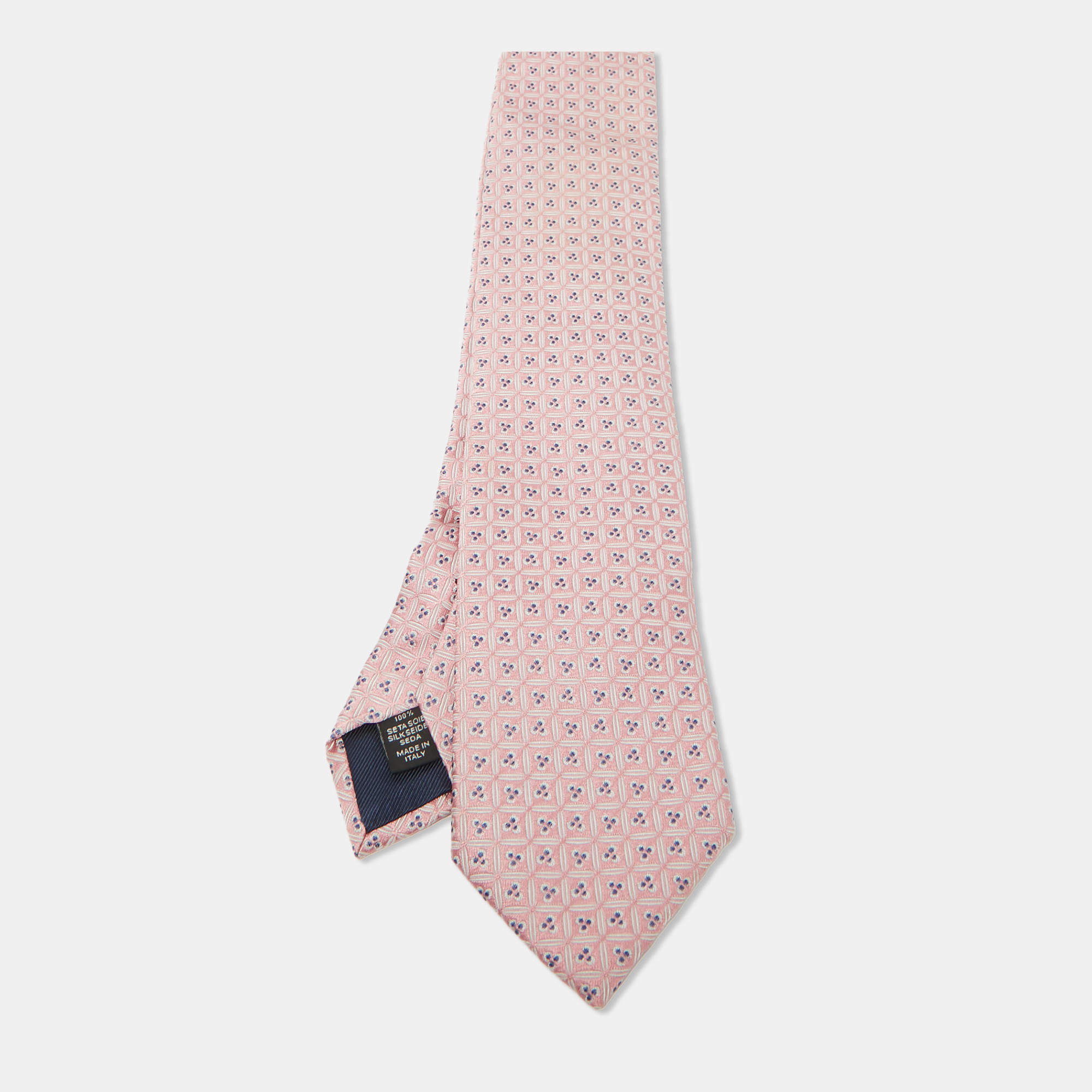 Ermenegildo Zegna Pink Patterned Silk Tie 