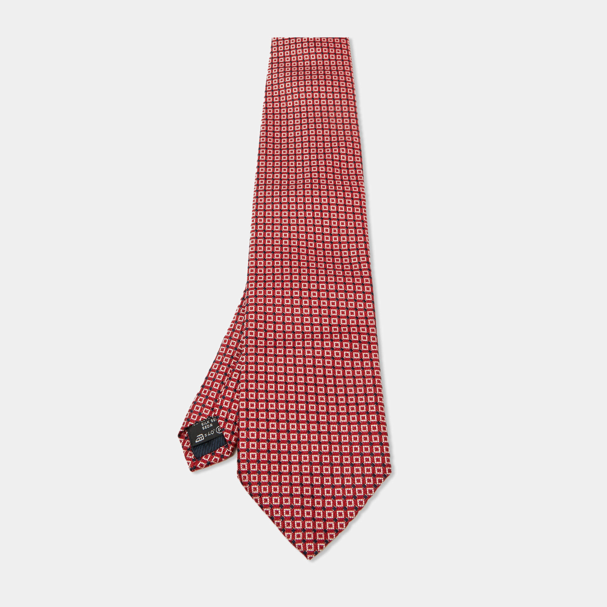 Ermenegildo Zegna Su Misura Red Patterned Silk Tie 