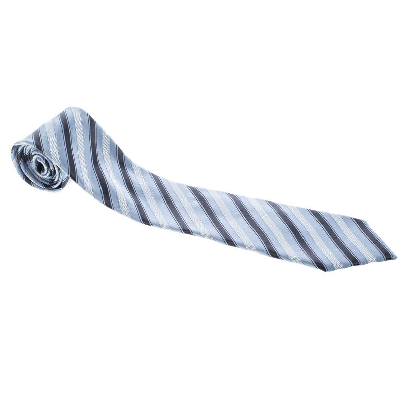 Pre Owned ربطة عنق ايرمنيجيلدو زينيا تراديشونال حرير جاكارد بخطوط مائلة زرقاء