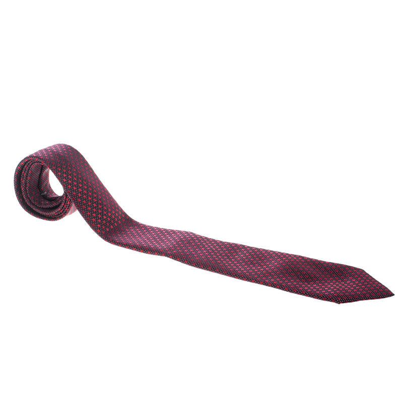 Ermenegildo Zegna Burgundy Dotted Silk Jacquard Traditional Tie