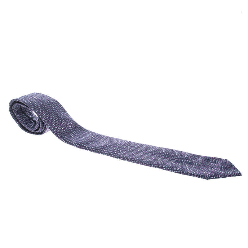 Ermenegildo Zegna Purple and Grey Patterened Silk Jacquard Tie