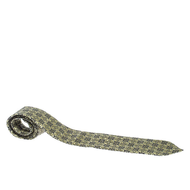 مملوكة مسبقًا Ermenegildo Zegna Yellow Floral Jacquard Silk Tie
