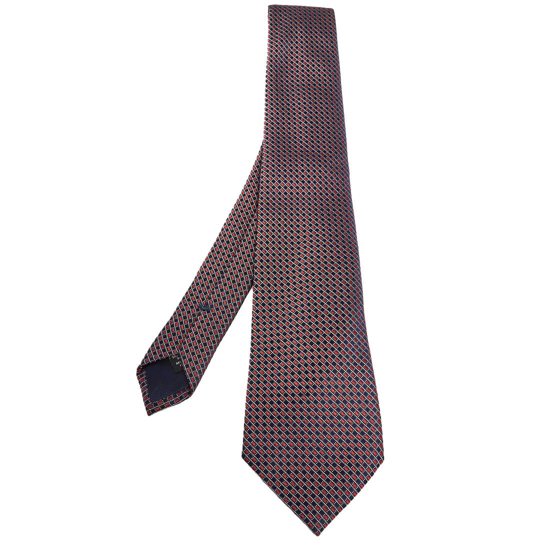 Pre Owned ربطة عنق ايرمنيجيلدو زينيا جاكار حرير مزخرف أزرق كحلي وأحمر