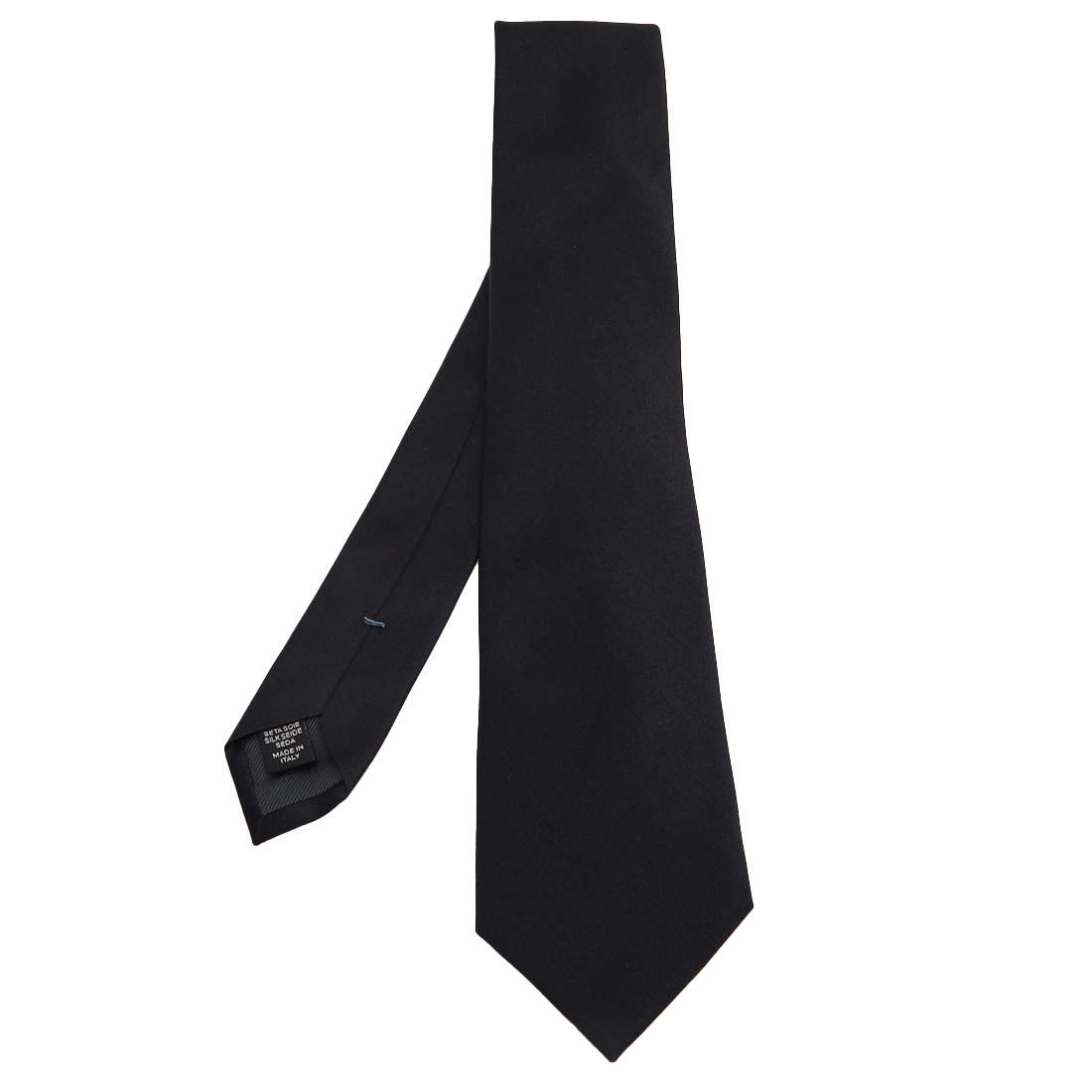 Pre Owned Ermenegildo Zegna Black Silk Satin Tie