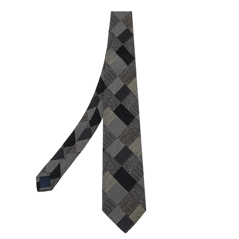 مملوكة مسبقًا Ermenegildo Zegna Multicolor Patchwork Jacquard Silk Tie