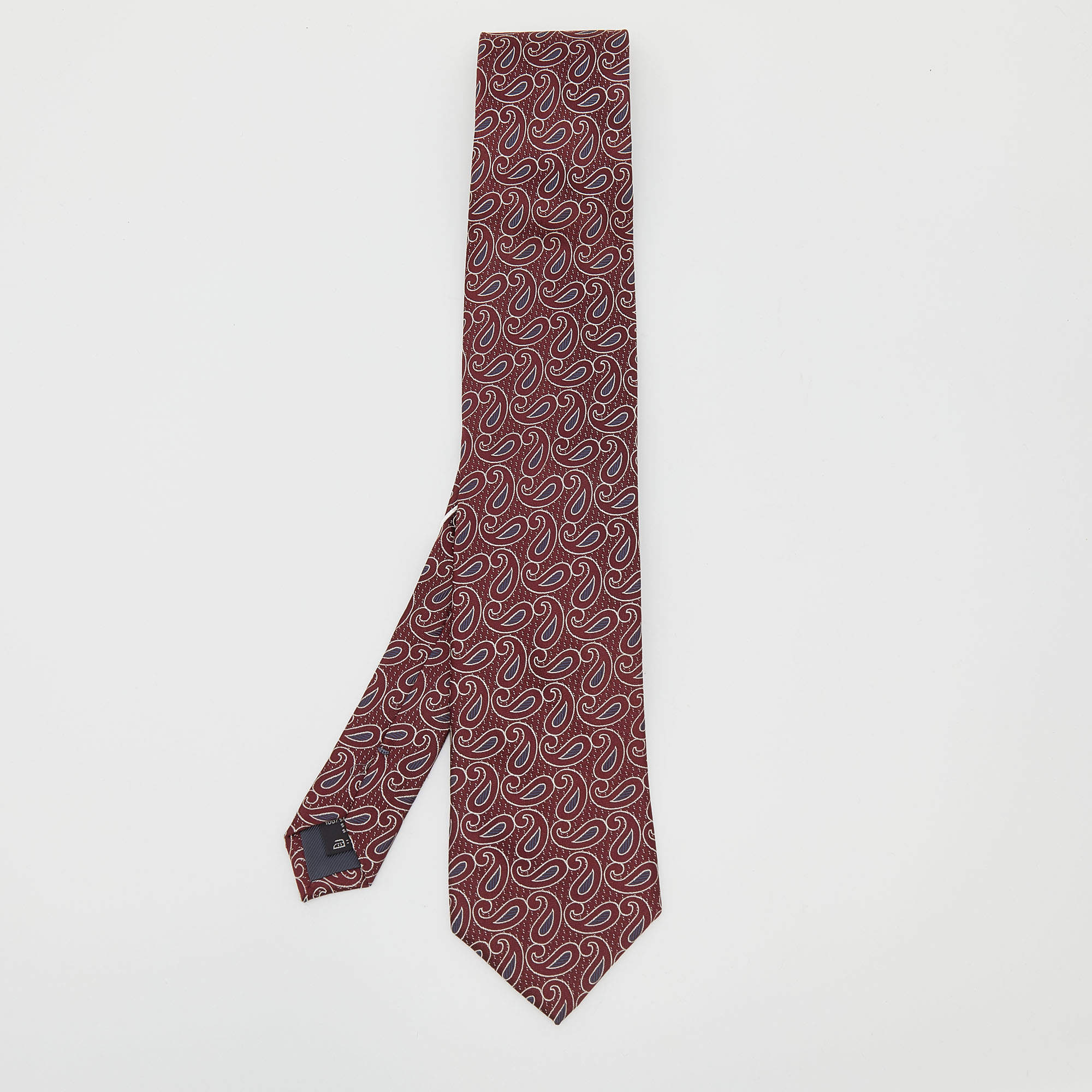 Pre Owned ربطة عنق ايرمنيجيلدو زينيا بيزلي حرير جاكار عنابية