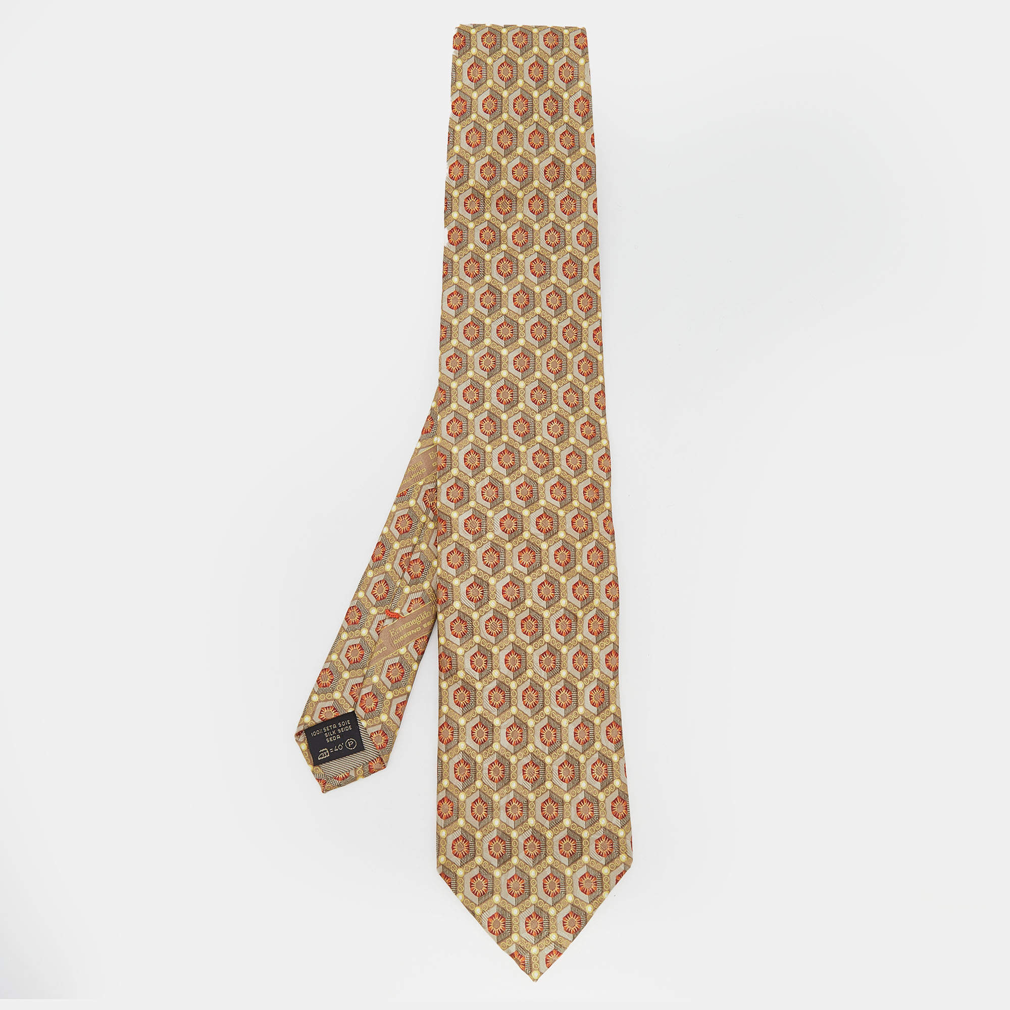 Ermenegildo Zegna Vintage Gold Jacquard Silk Tie