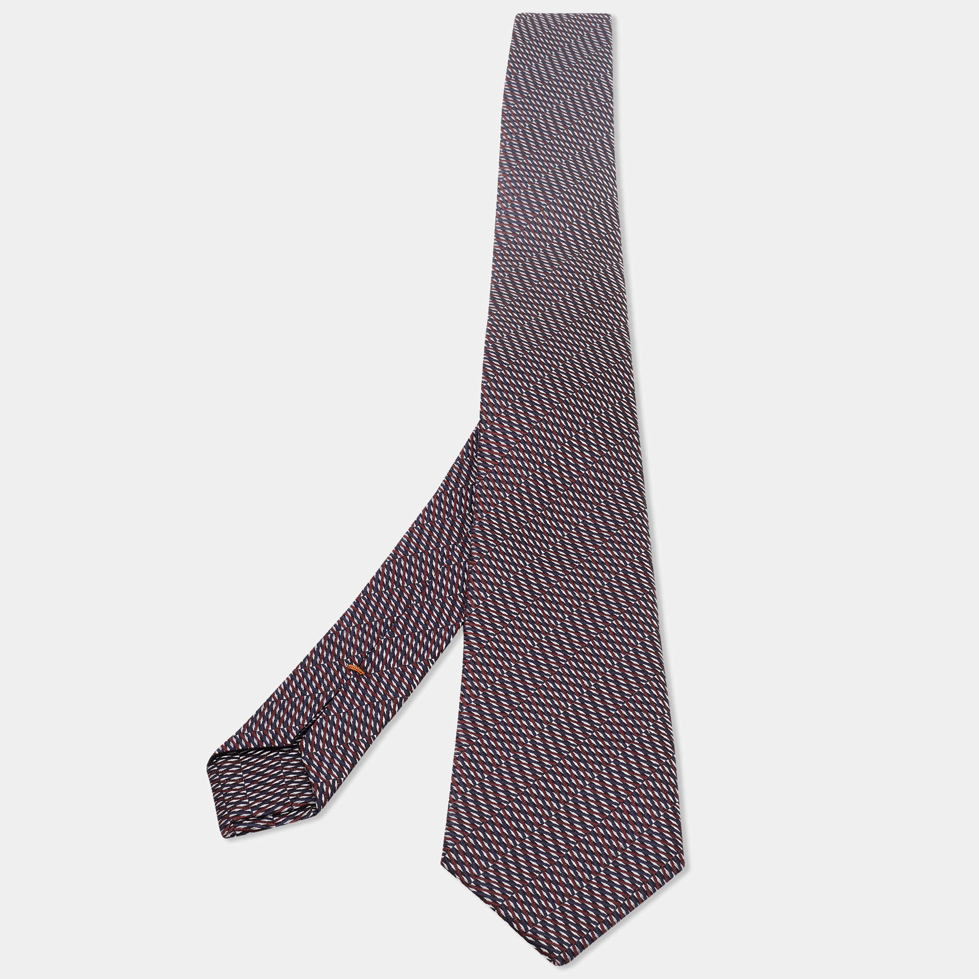 Pre Owned Ermenegildo Zegna Couture Tricolor Patterned Silk Tie