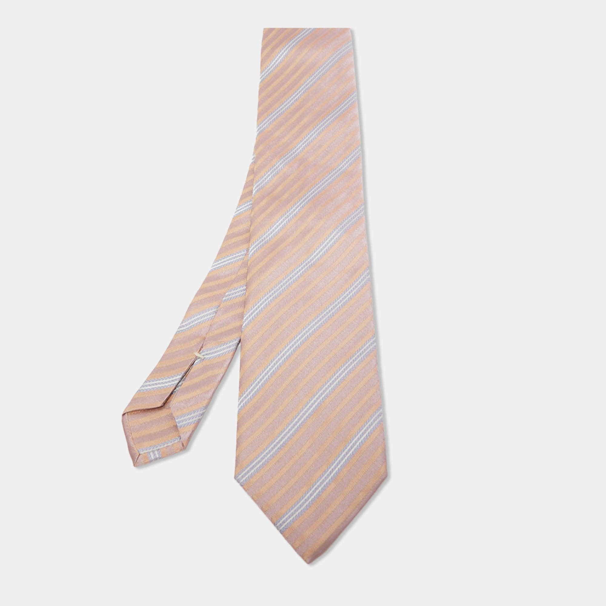 Ermenegildo Zegna Pink Patterned Silk Jacquard Tie