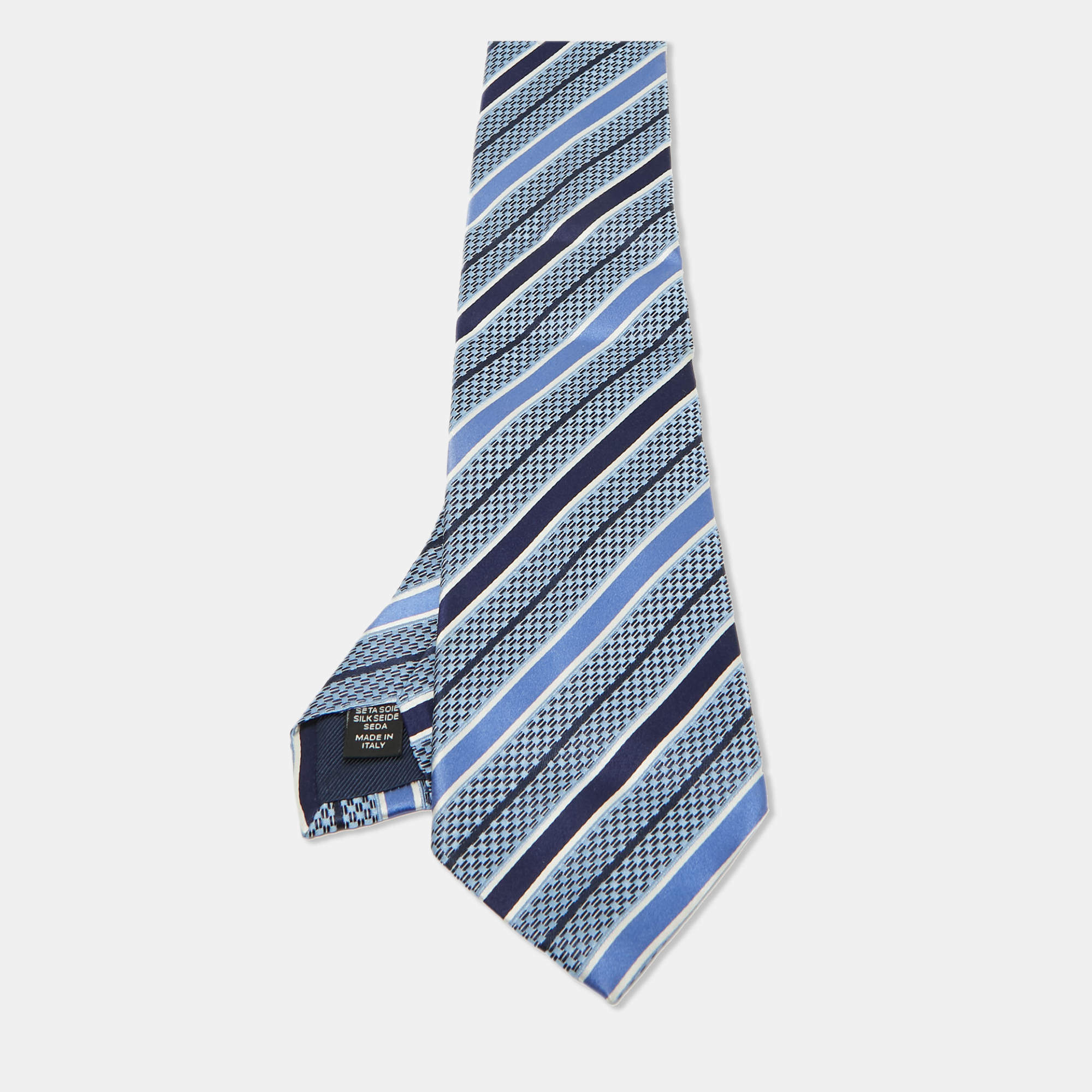 Ermenegildo Zegna Blue Striped Silk Tie
