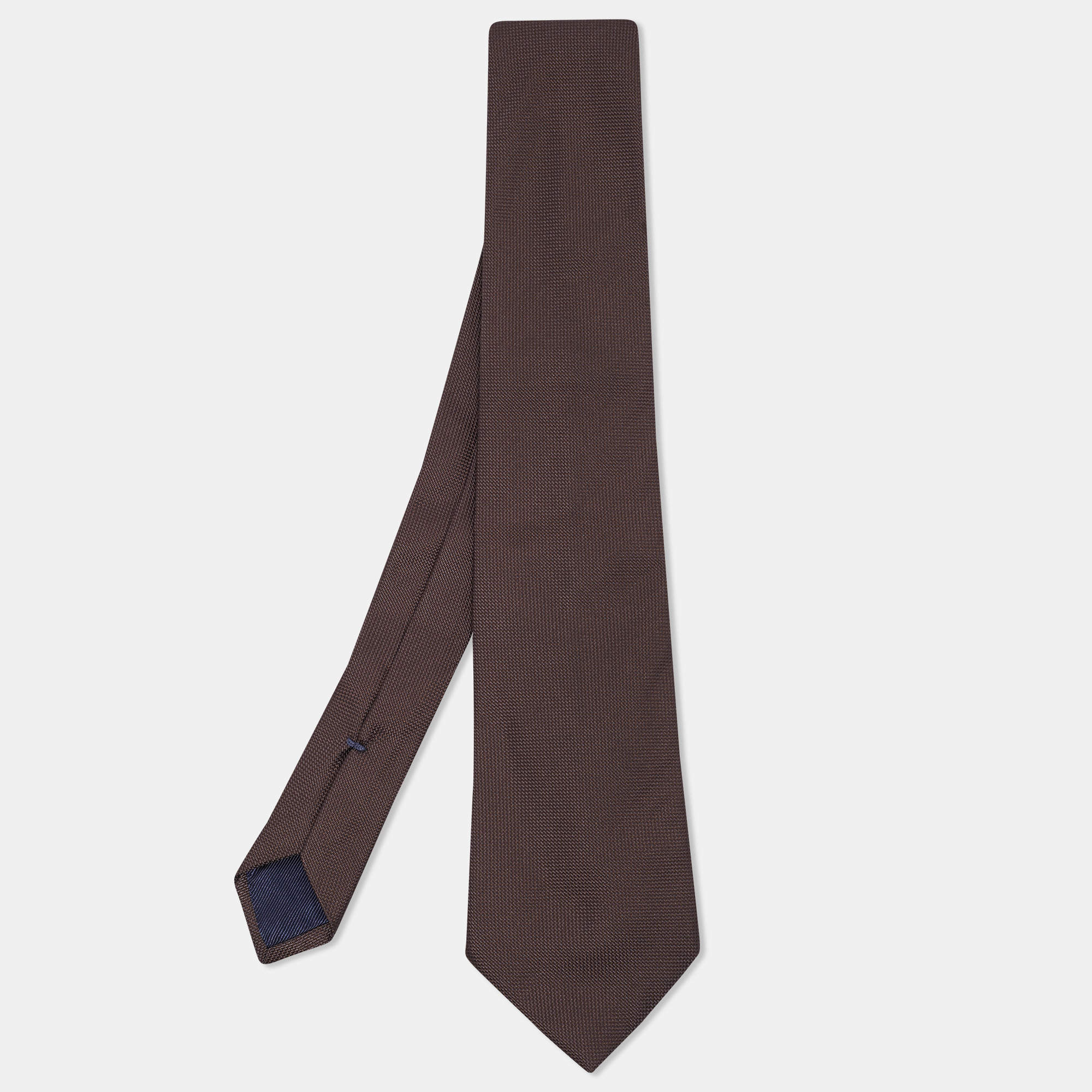 Pre Owned Ermenegildo Zegna Brown Jacquard Silk Tie