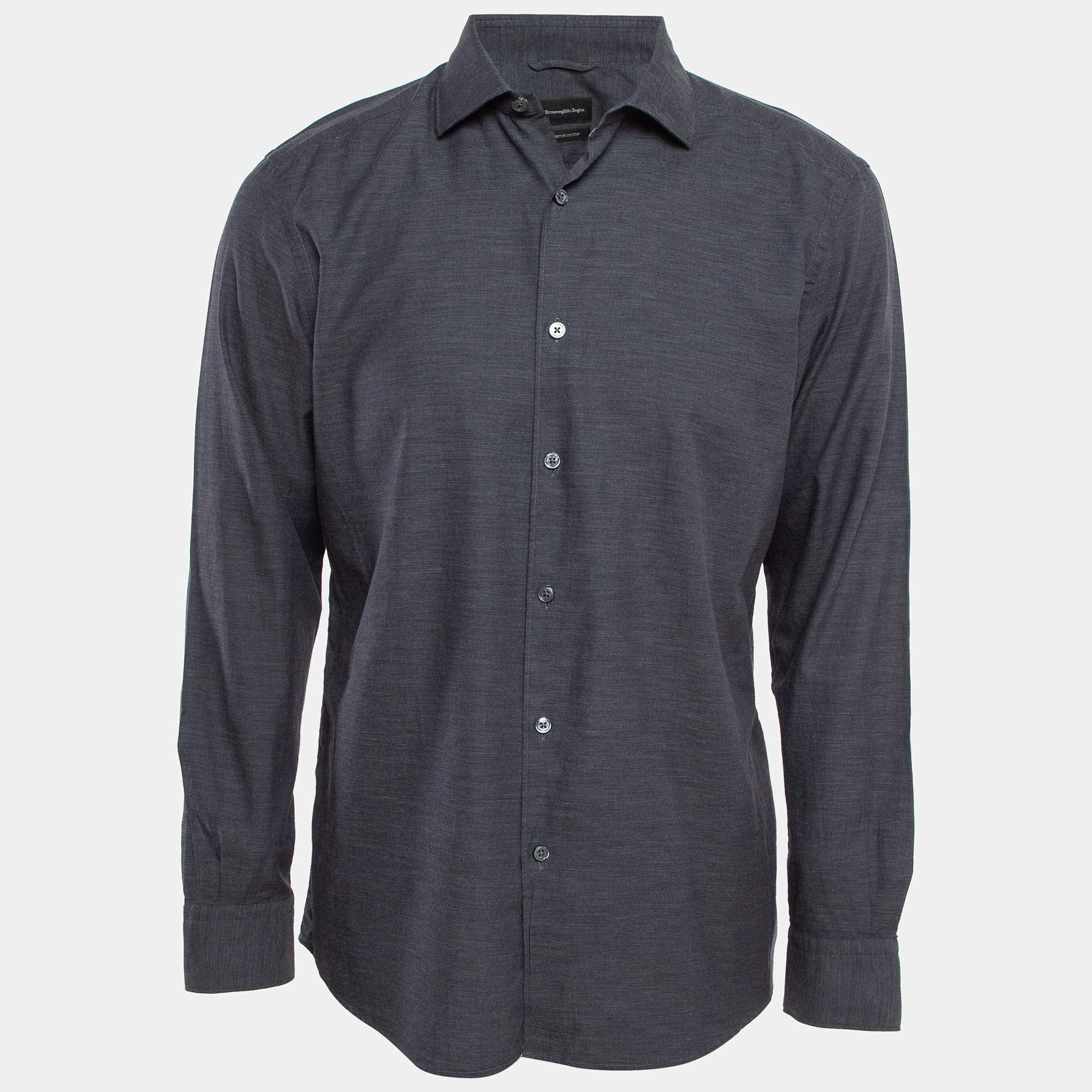 Ermenegildo Zegna Grey Cotton Long Sleeve Shirt L