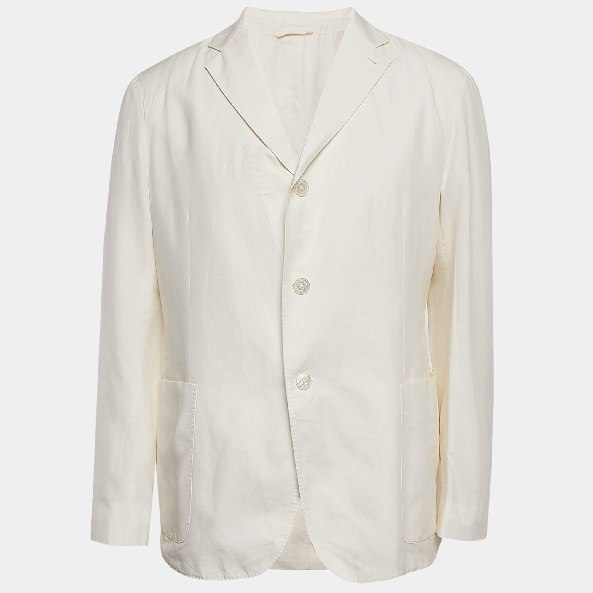 Ermenegildo Zegna Off-White Cotton Blend Single Breasted Blazer XL