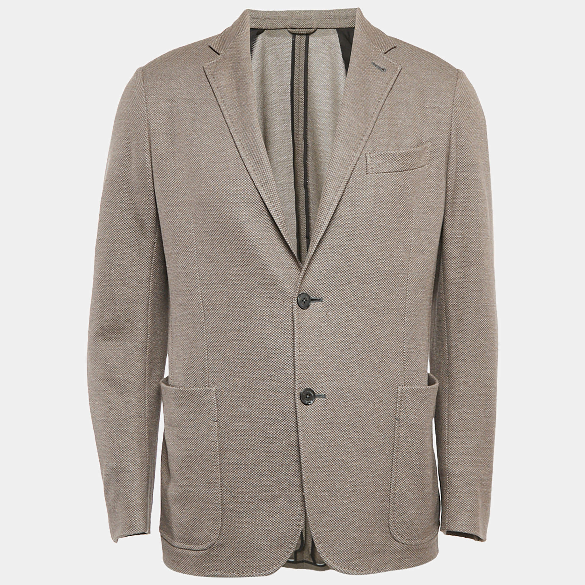 مملوكة مسبقًا Ermenegildo Zegna Brown Jersey Single Breasted Blazer XL