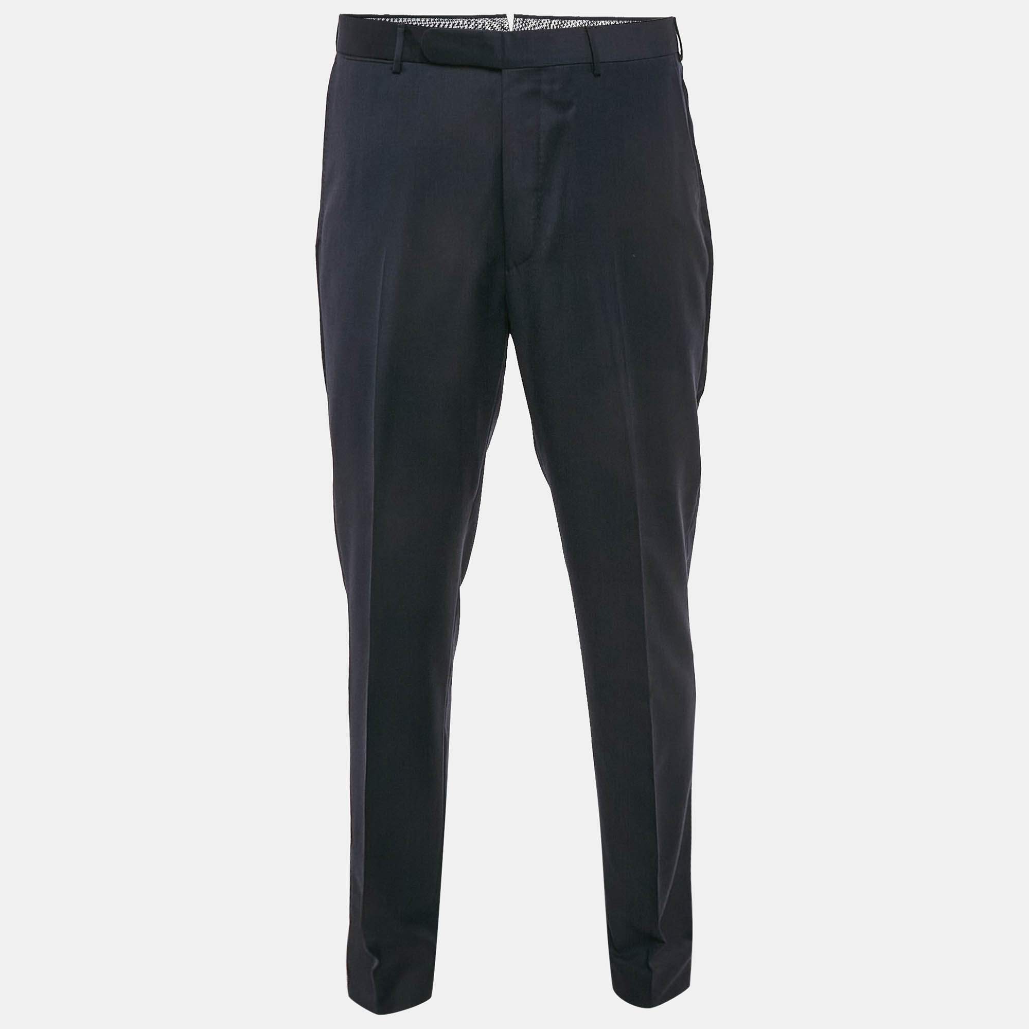 Ermenegildo Zegna Navy Blue Wool Formal Trousers XL