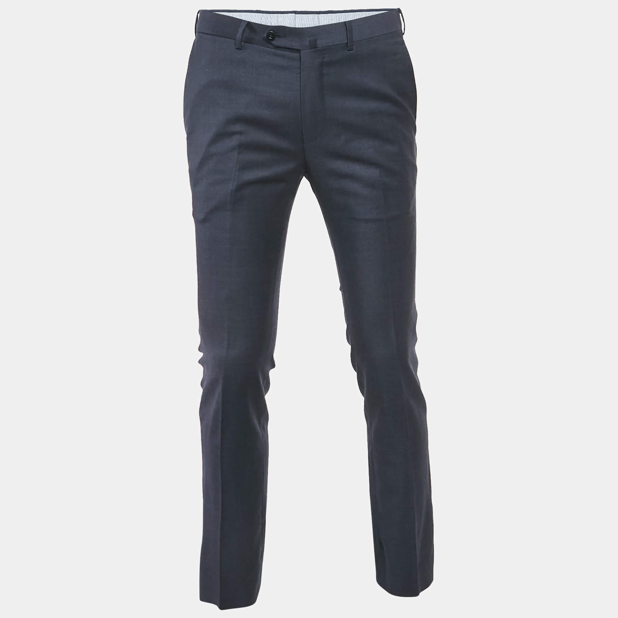 Ermenegildo Zegna Navy Blue Wool Formal Trousers M