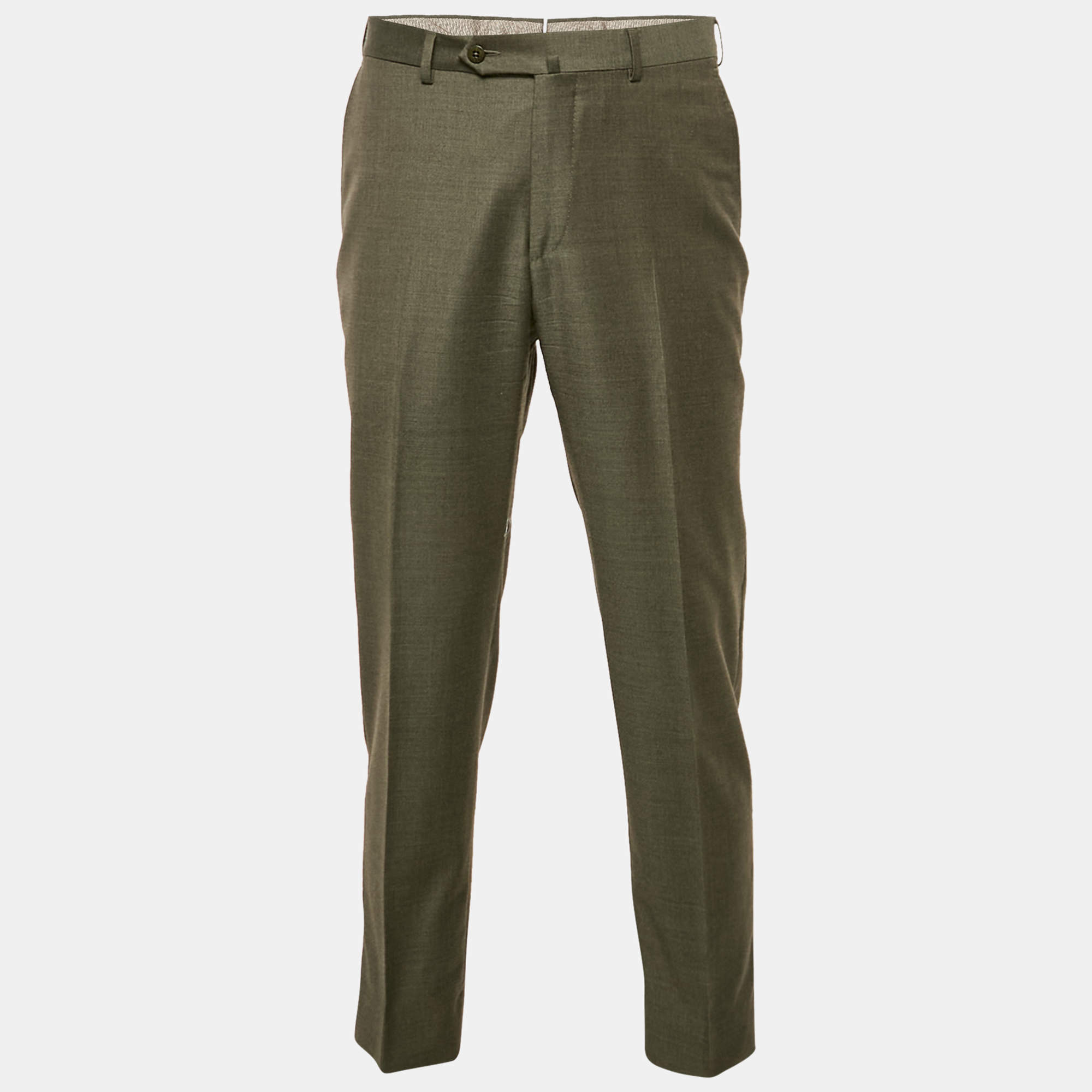 Ermenegildo Zegna Dark Grey Wool Regular Fit Trousers XL
