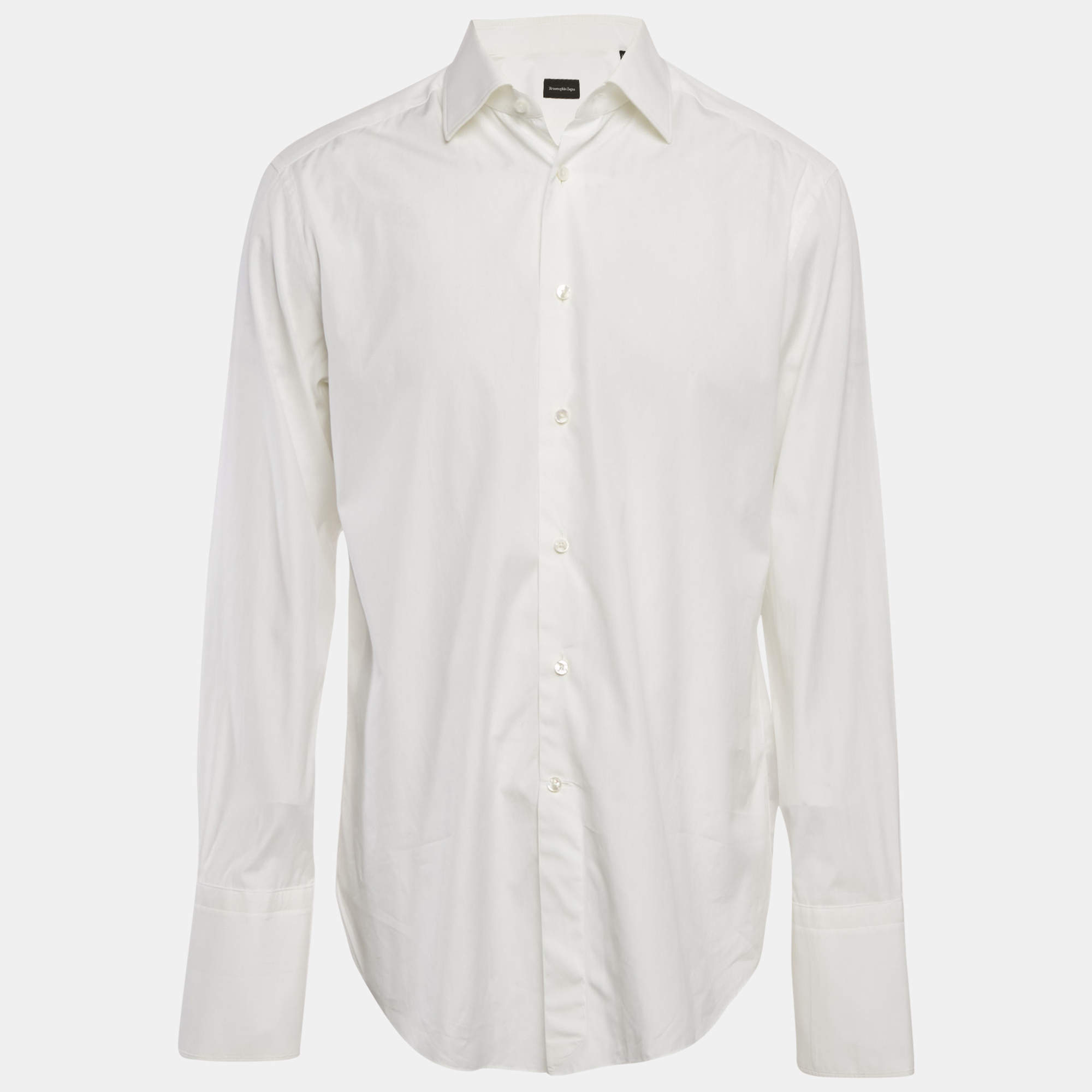 Ermenegildo Zegna White Cotton Full Sleeve Shirt XL