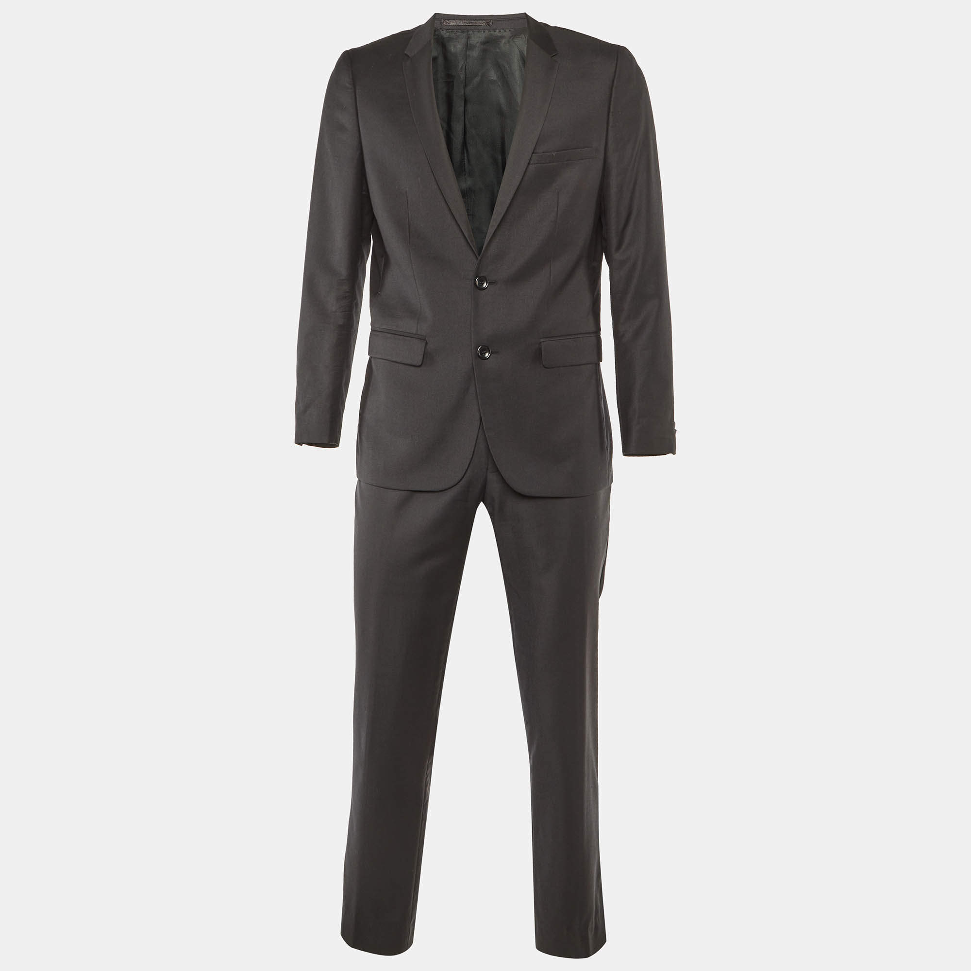 Pre Owned Ermenegildo Zegna Black Wool Tailored Suit XL