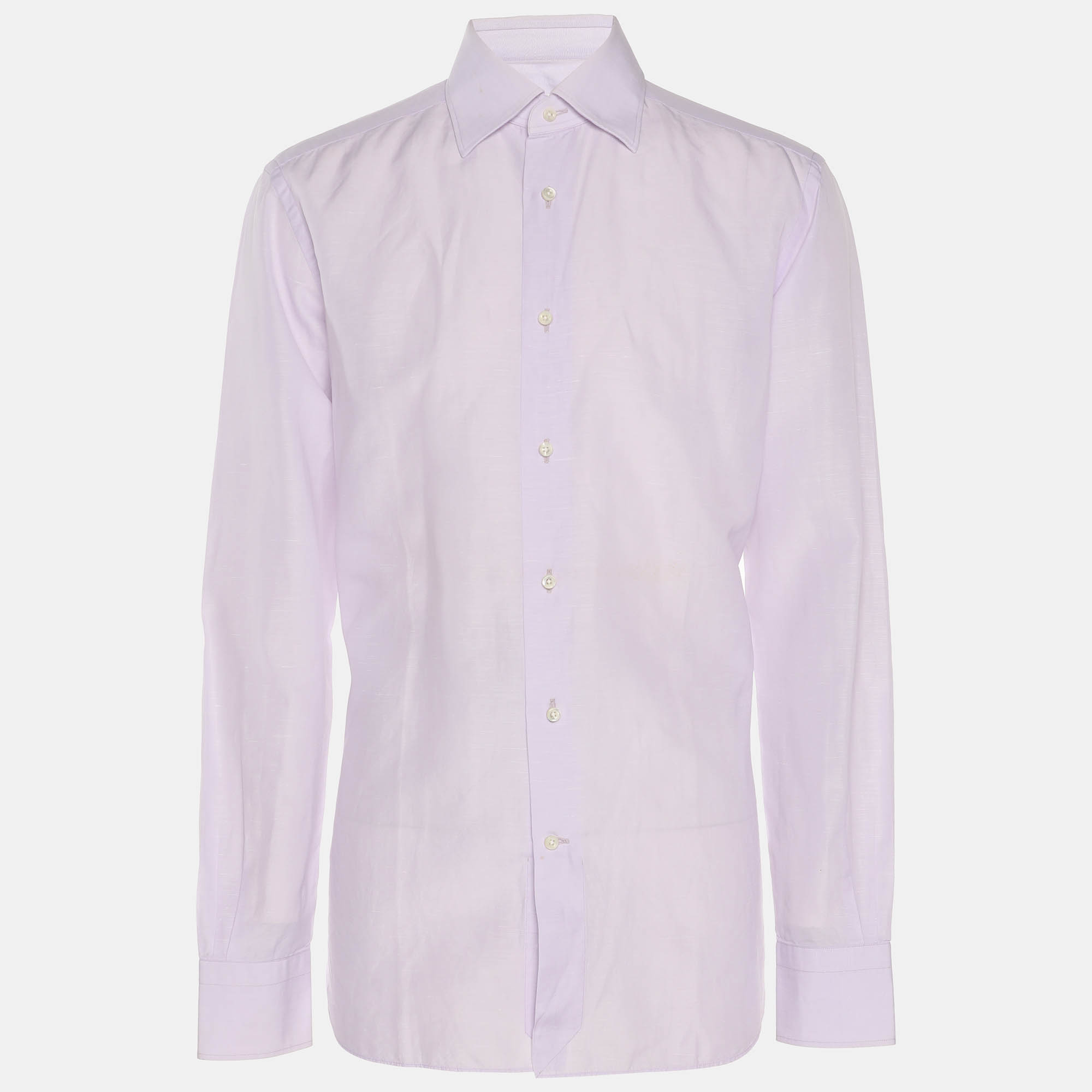 Pre Owned Ermenegildo Zegna Lilac Linen Blend Long Sleeve Shirt S