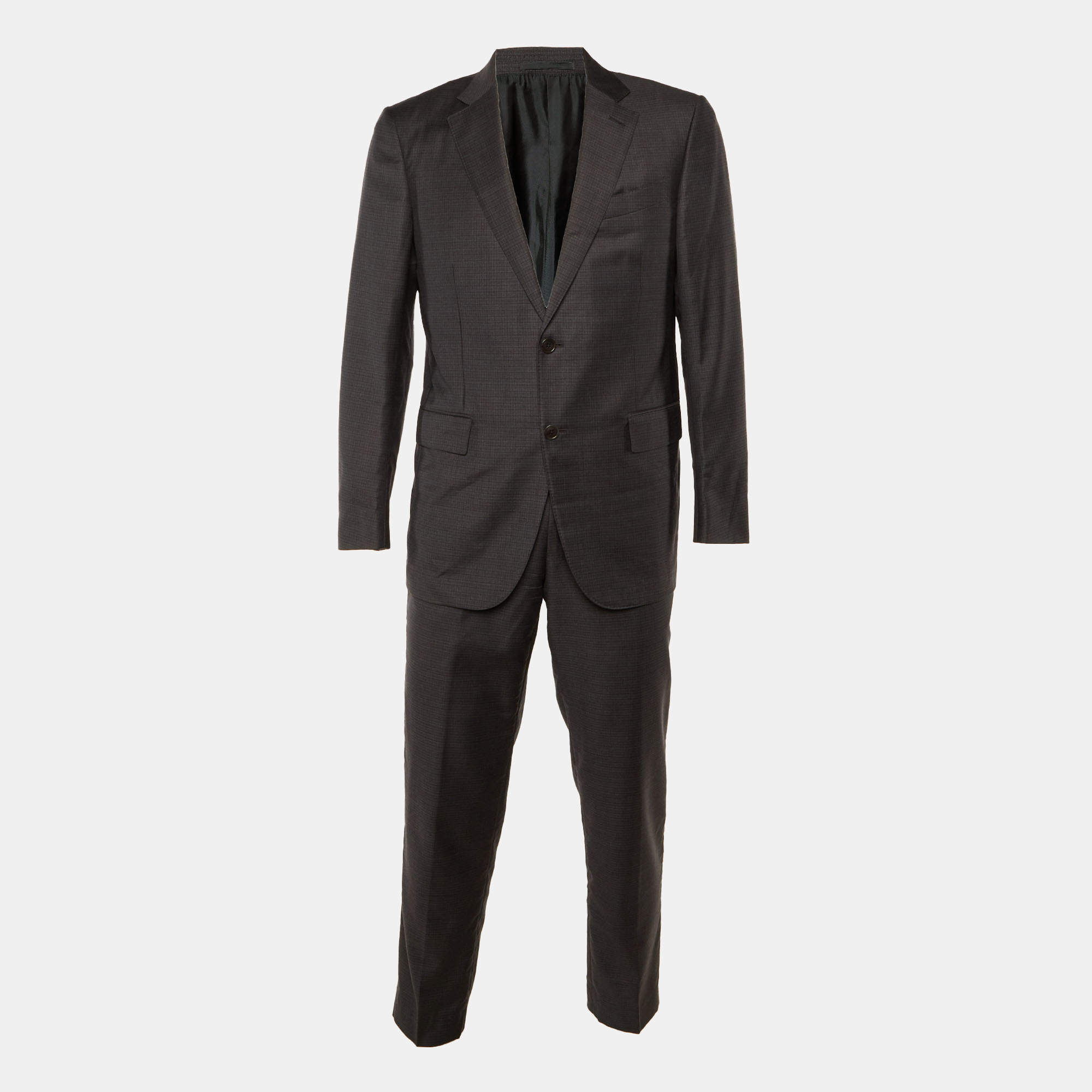 Pre Owned Ermenegildo Zegna Grey/Brown Wool Trofeo Tailored Suit L