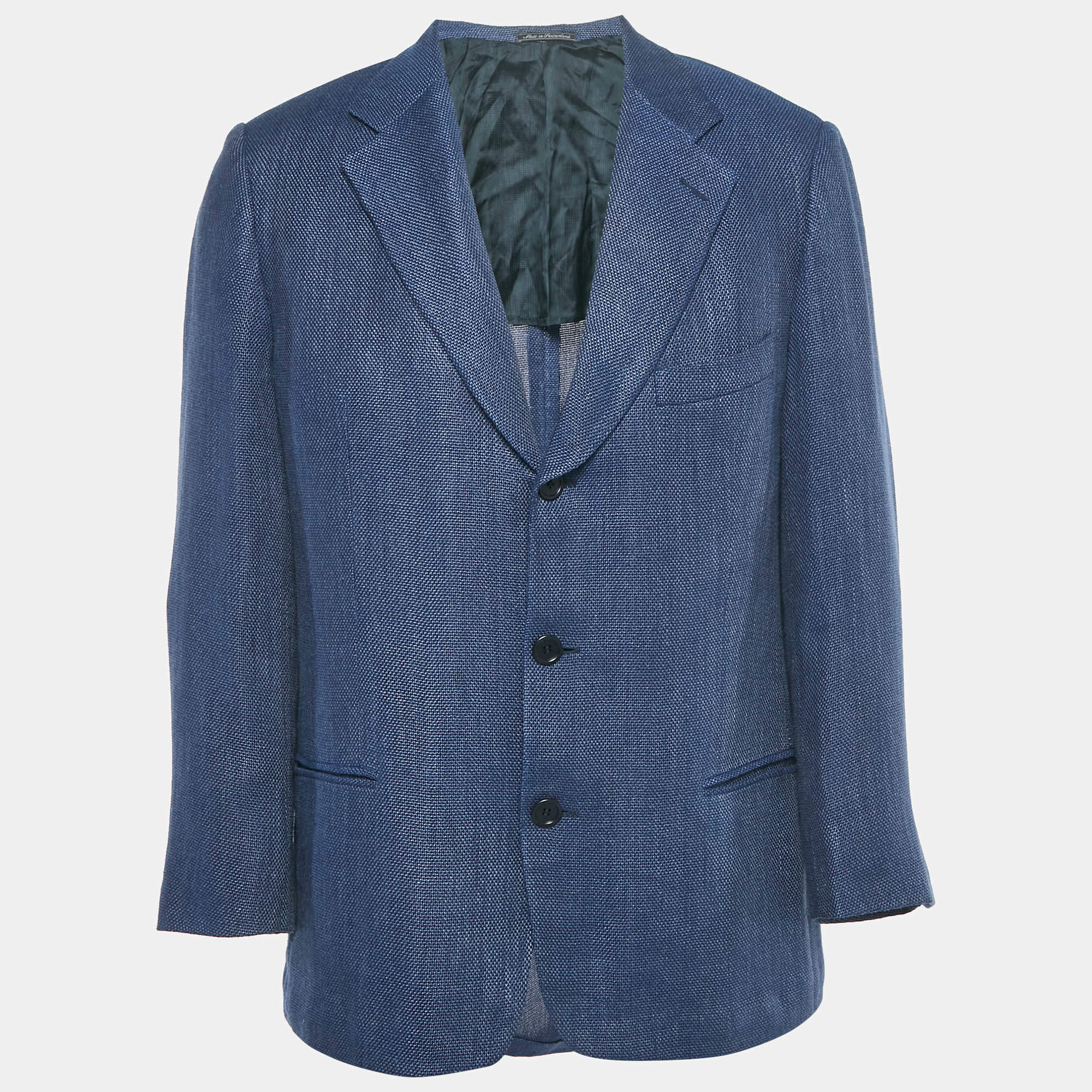 Pre Owned Ermenegildo Zegna Navy Blue Linen Blend Blazer XL