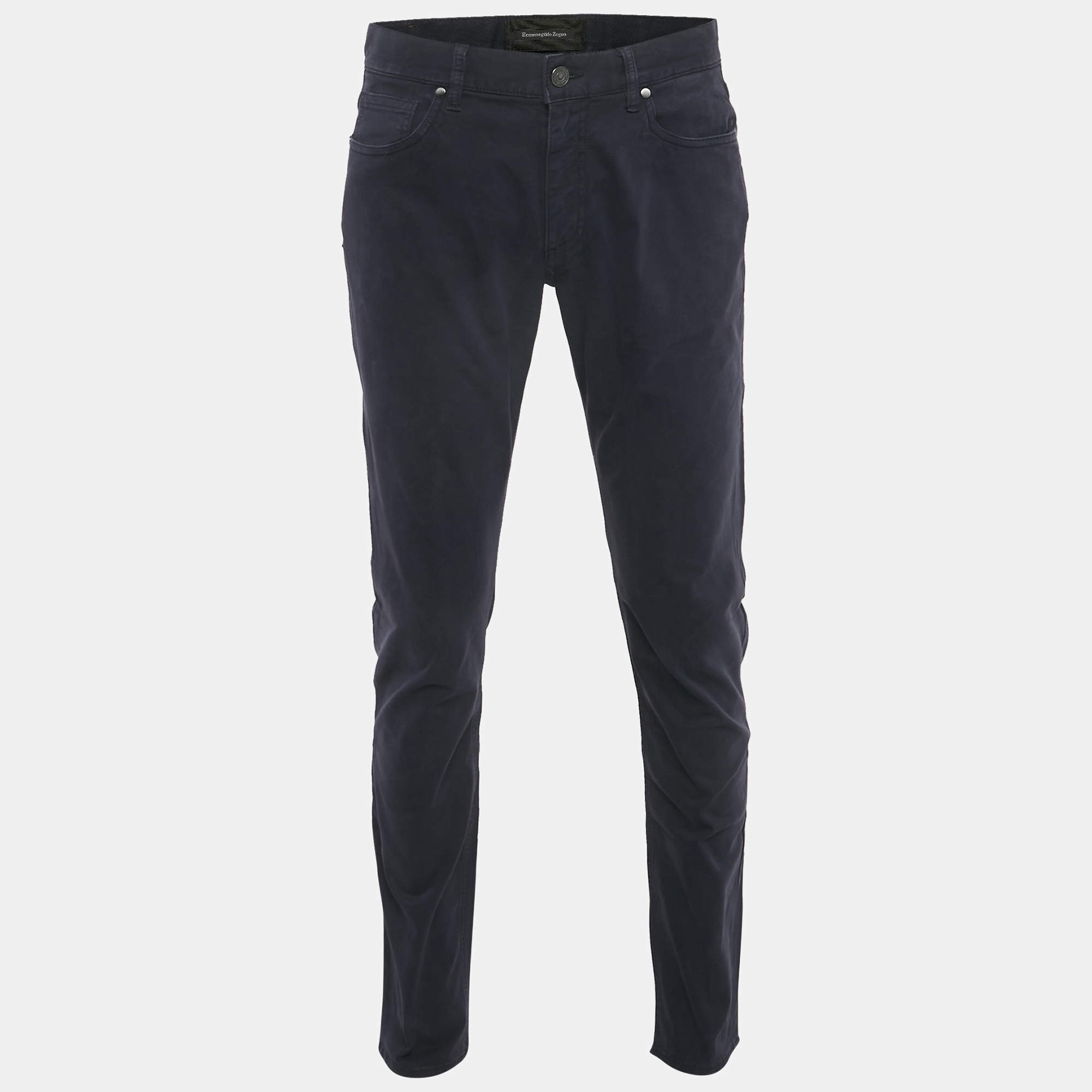 مملوكة مسبقًا Ermenegildo Zegna Navy Blue Denim Slim Fit Pants M/Waist 33"