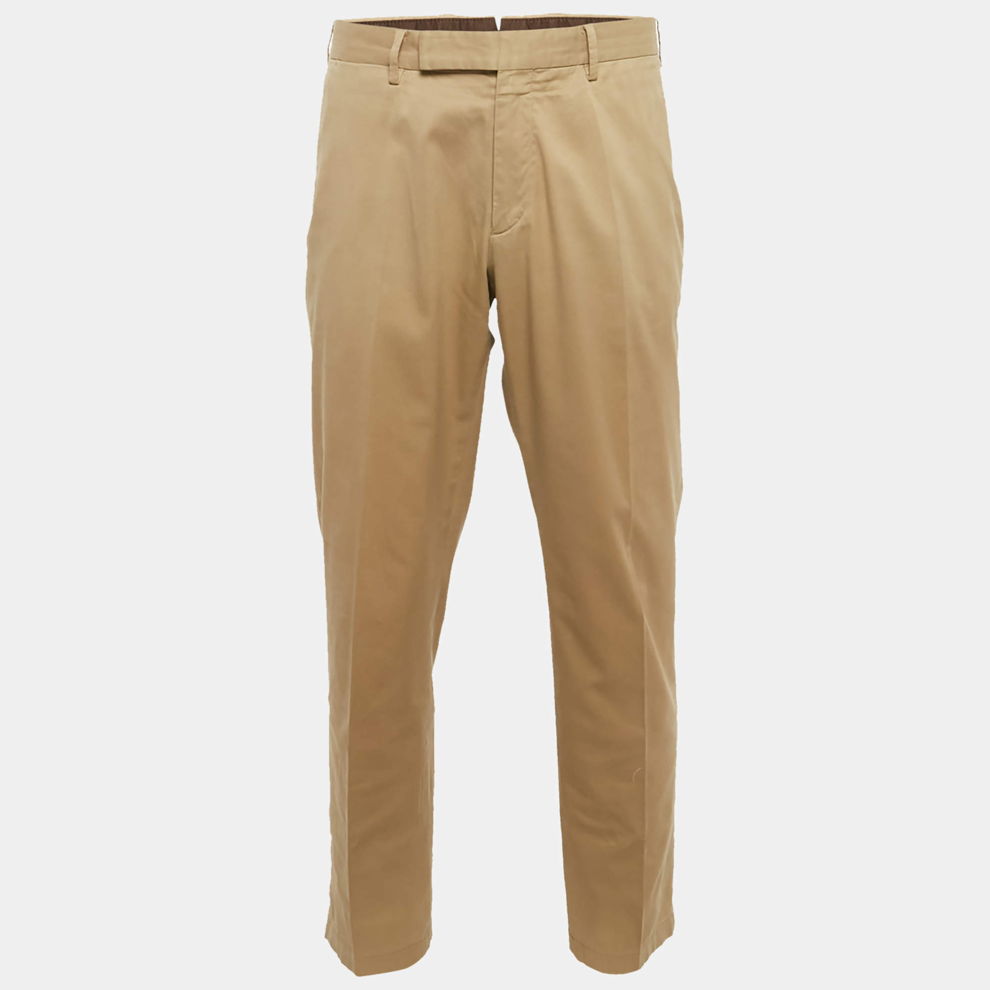 Pre Owned Ermenegildo Zegna Beige Cotton Chino Trousers XL