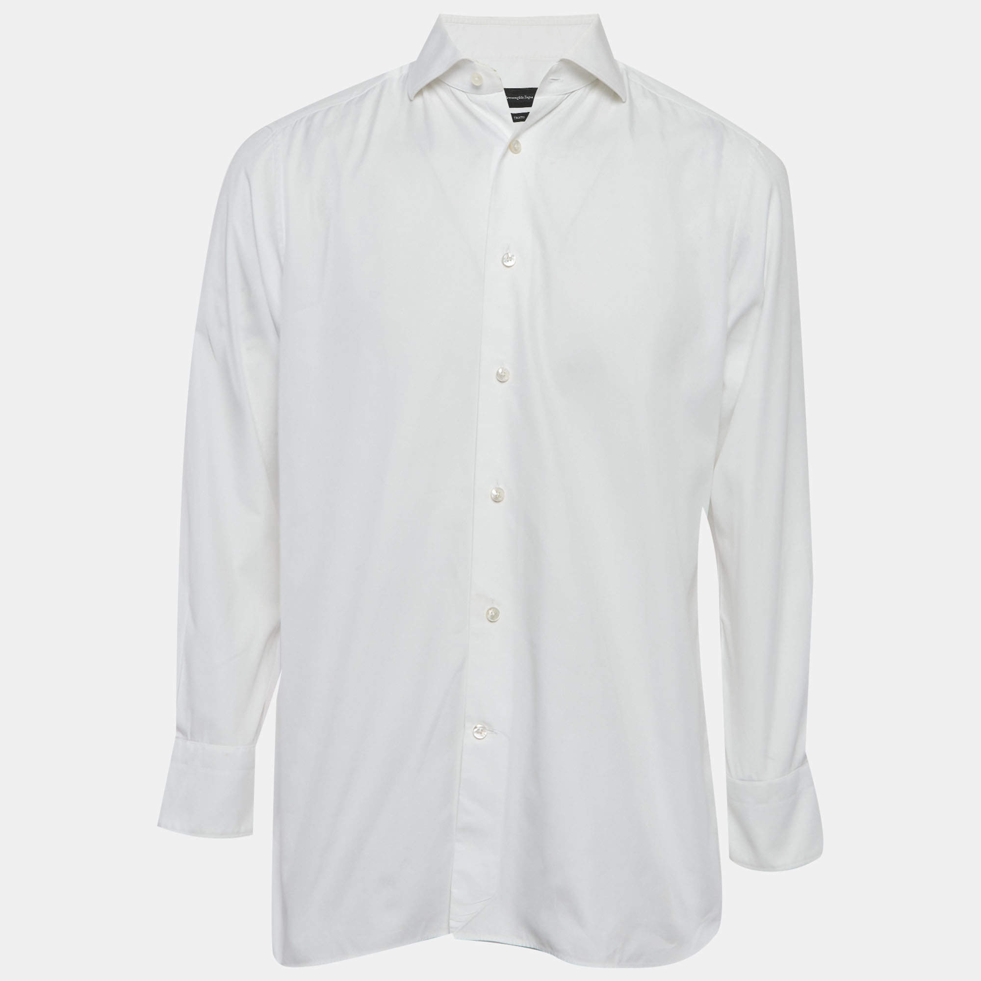 مملوكة مسبقًا Ermenegildo Zegna White Cotton Trofeo Shirt L