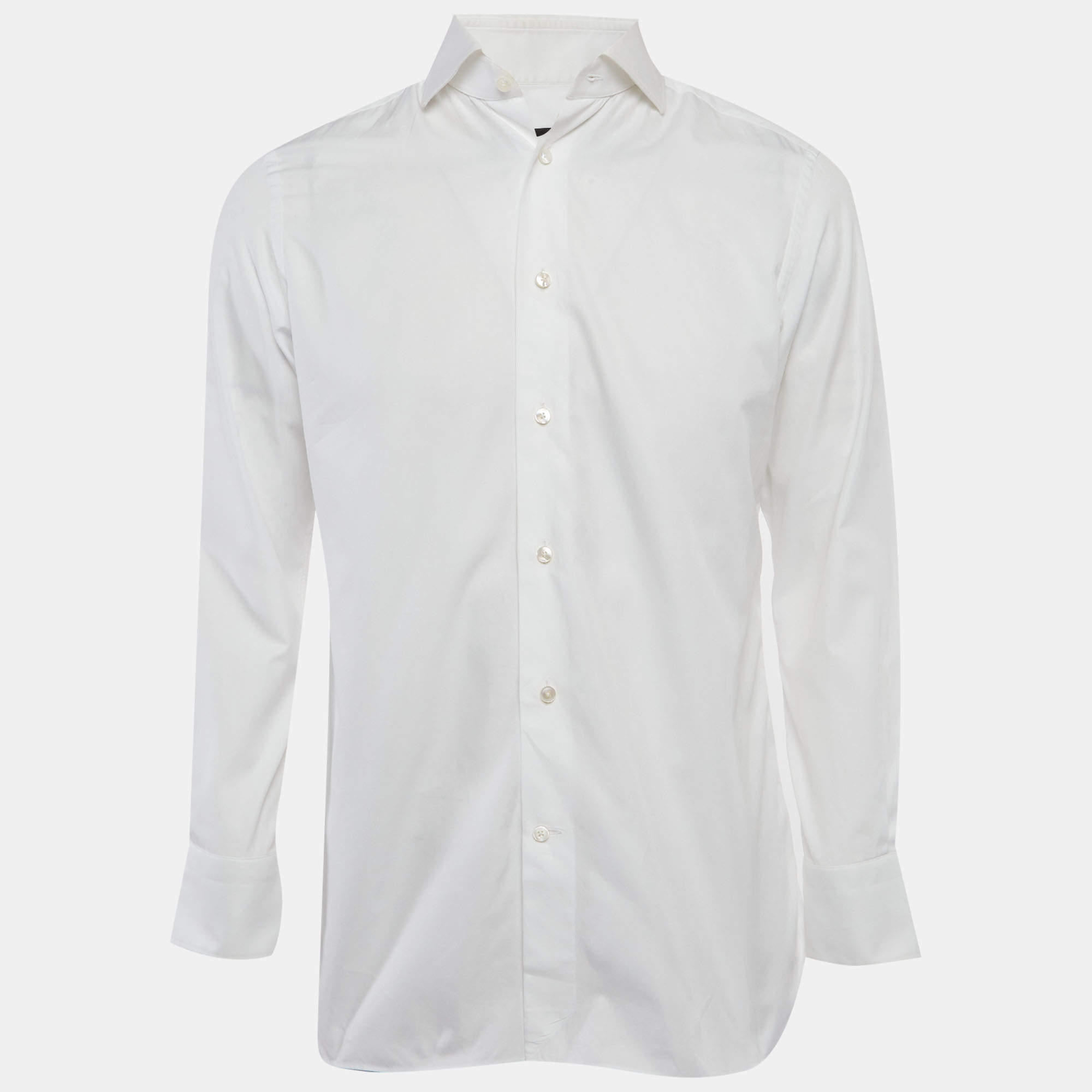 Pre Owned Ermenegildo Zegna White Cotton Tailored Fit Shirt M