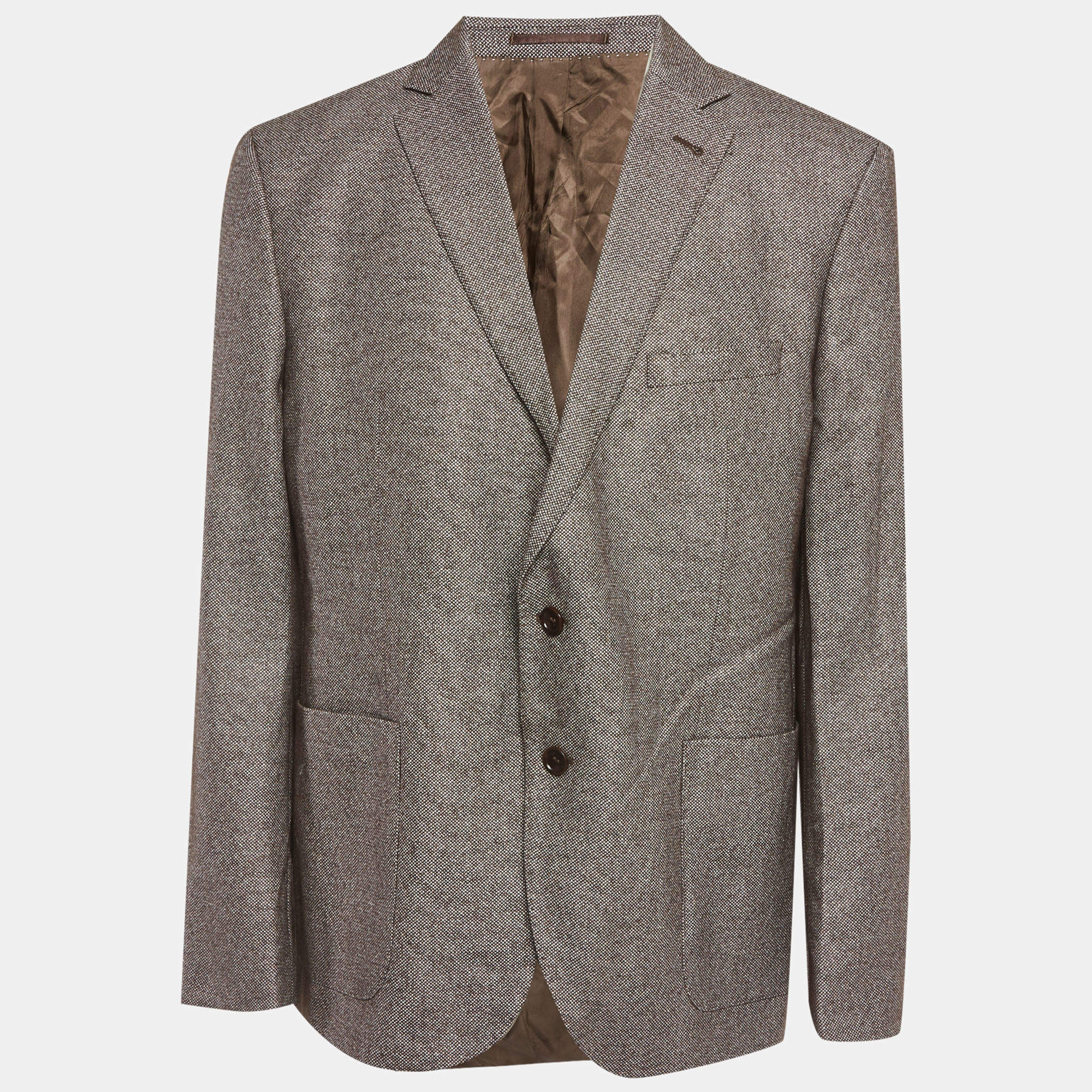 مملوكة مسبقًا Ermenegildo Zegna Brown Wool Blend Regular Fit Blazer XXXL