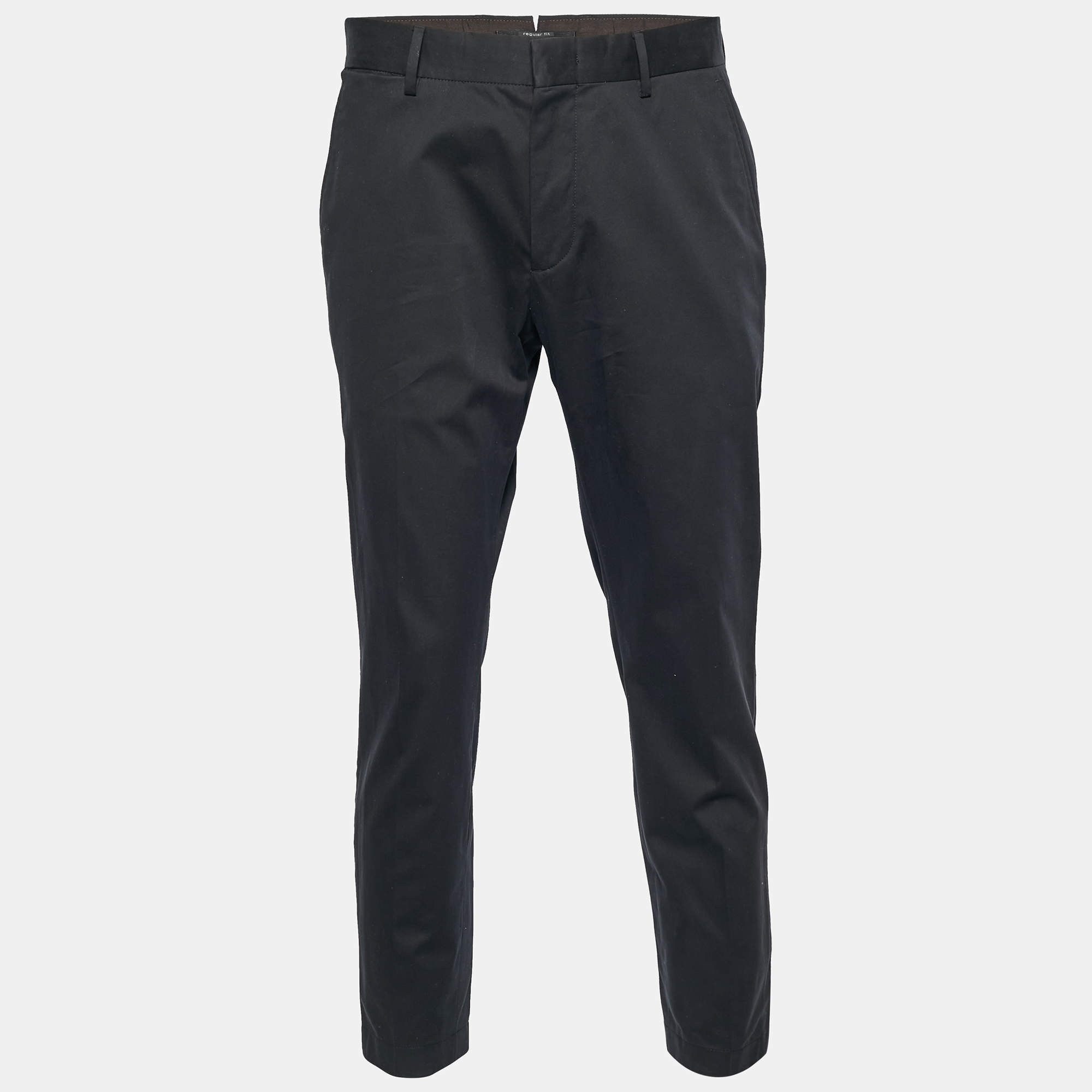 Pre Owned Ermenegildo Zegna Black Gabardine Formal Trousers L