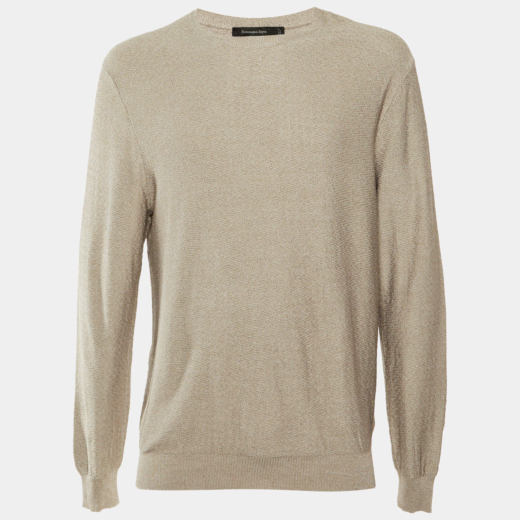 مملوكة مسبقًا Ermenegildo Zegna Beige Patterned Silk Knit Jumper L